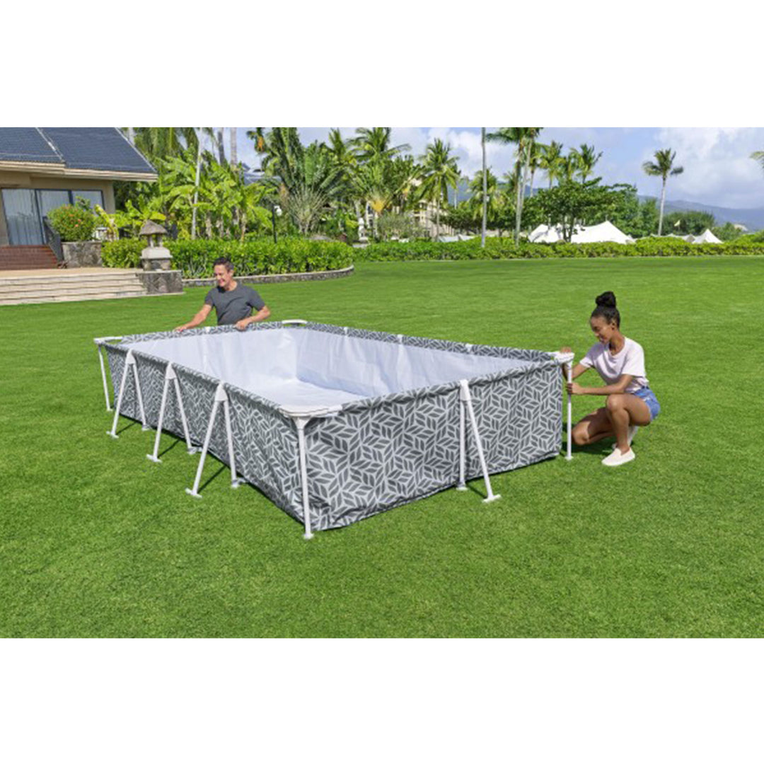 Bestway Steel Pro Rectangle Above Ground Swimming Pool Set, 12' x 6'7" x 26" - VMInnovations