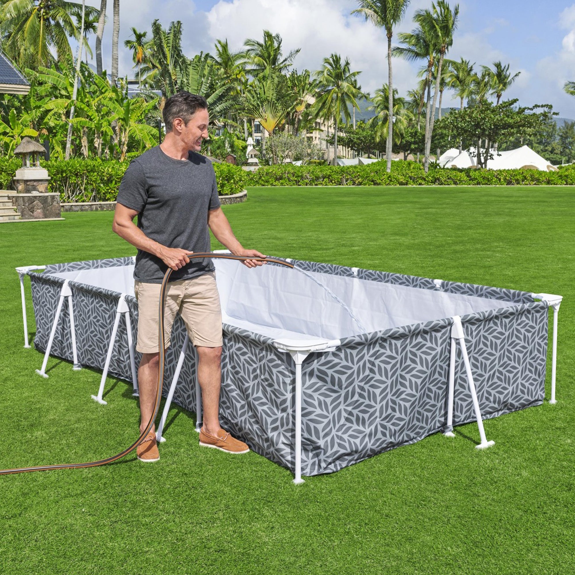 Bestway Steel Pro Rectangle Swimming Pool Set, 12' x 6'7" x 26" (Open Box) - VMInnovations