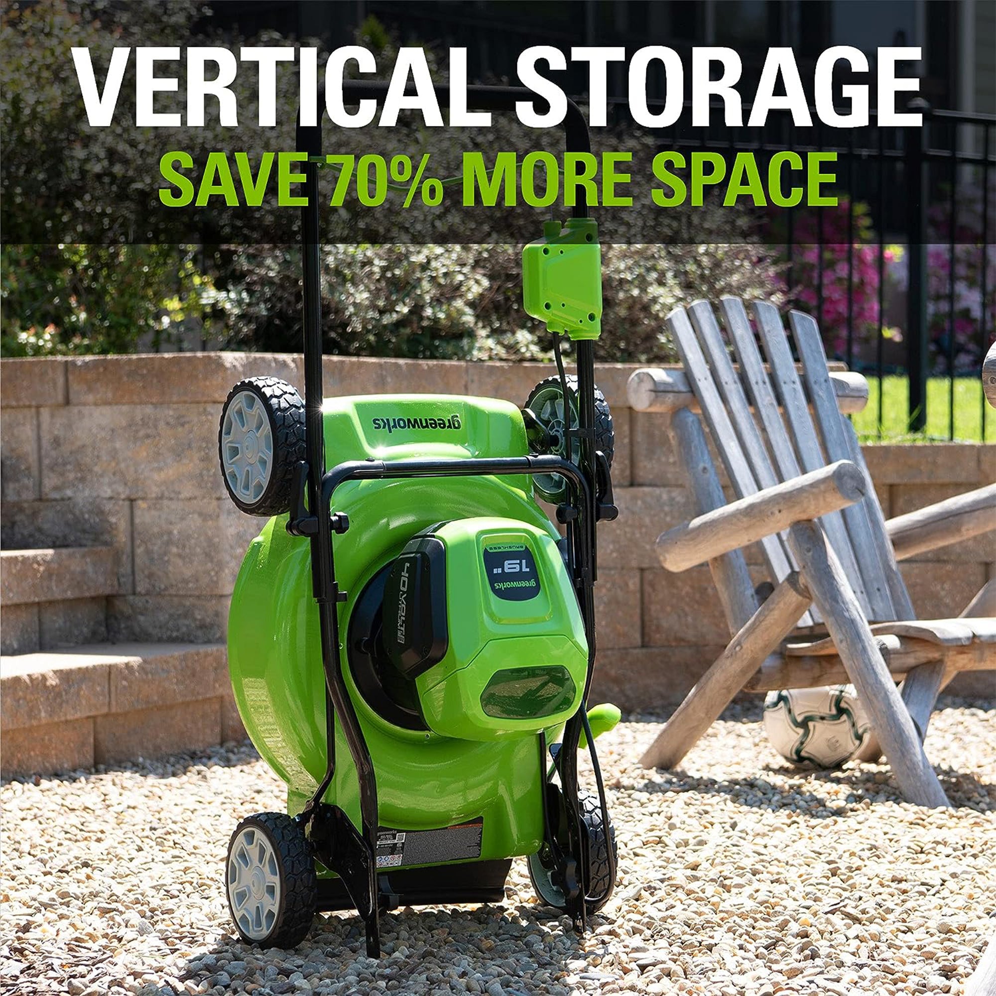 Greenworks 40V Cordless Battery Push Lawn Mower 4.0Ah 19" Deck, Charger Included - VMInnovations