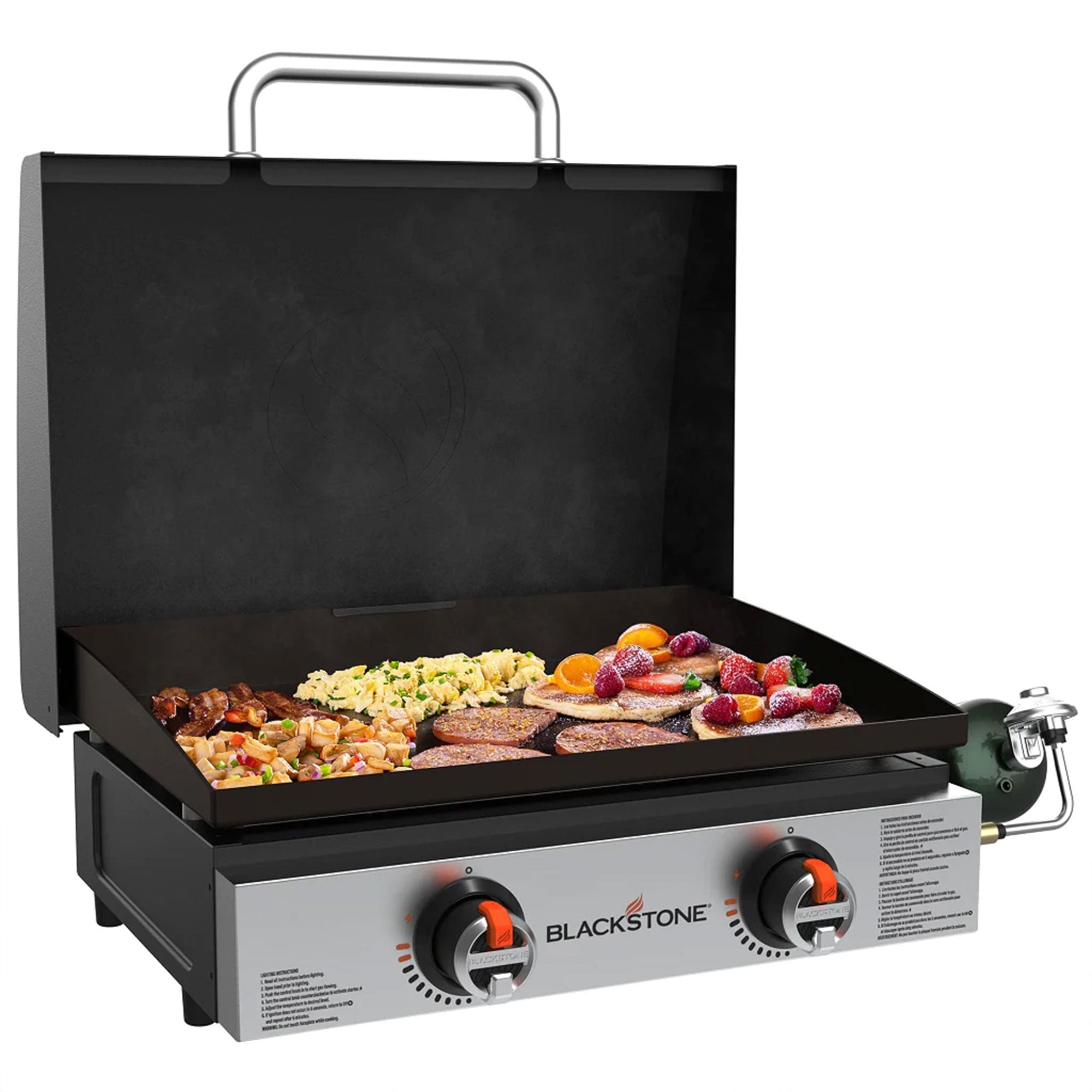 Blackstone Stainless Steel Propane Hood Portable Outdoor Griddle Grill, Black - VMInnovations