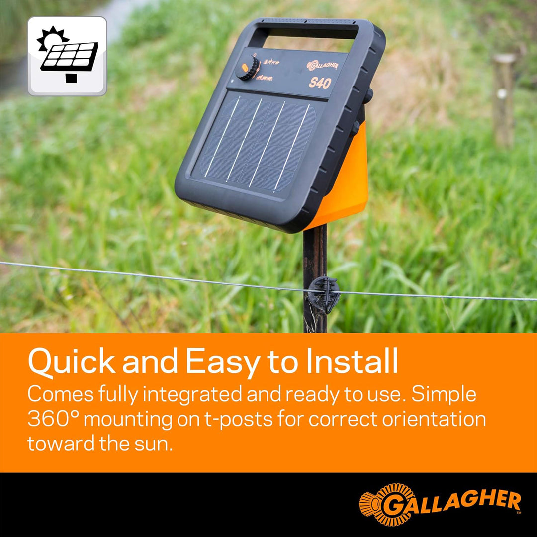 Gallagher Portable Solar Electric Fence Energizer with Solar Battery & Leadsets - VMInnovations
