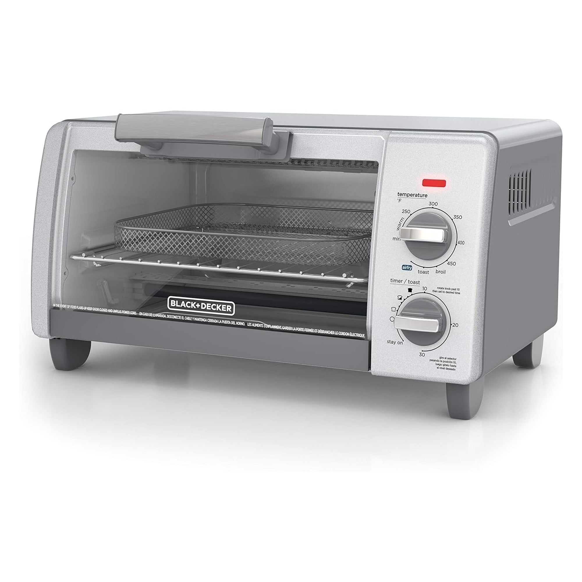 BLACK+DECKER Crisp N Bake Countertop Air Fryer 4 Slice Toaster Pizza Oven, Gray - VMInnovations