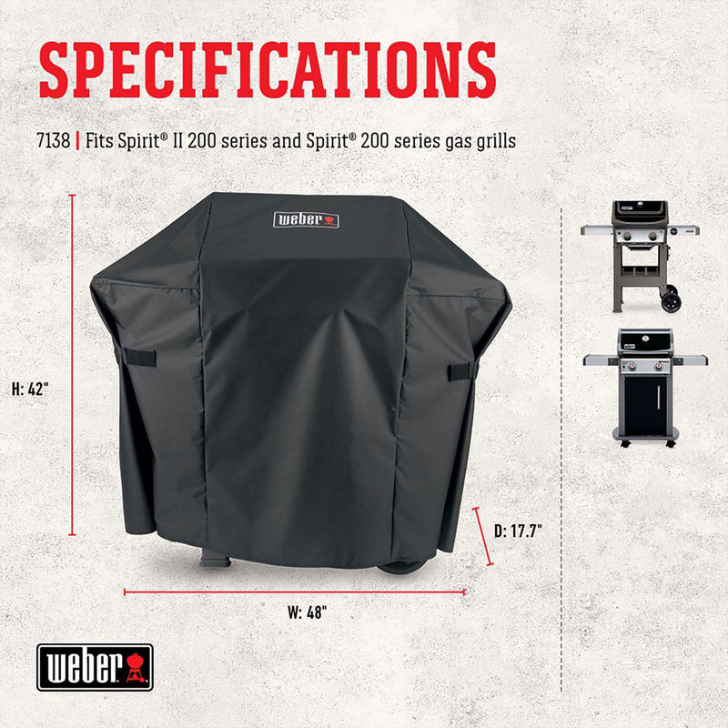 Weber Grill Cover Compatible with Spirit 200 and Spirit II 200 Series Gas Grills