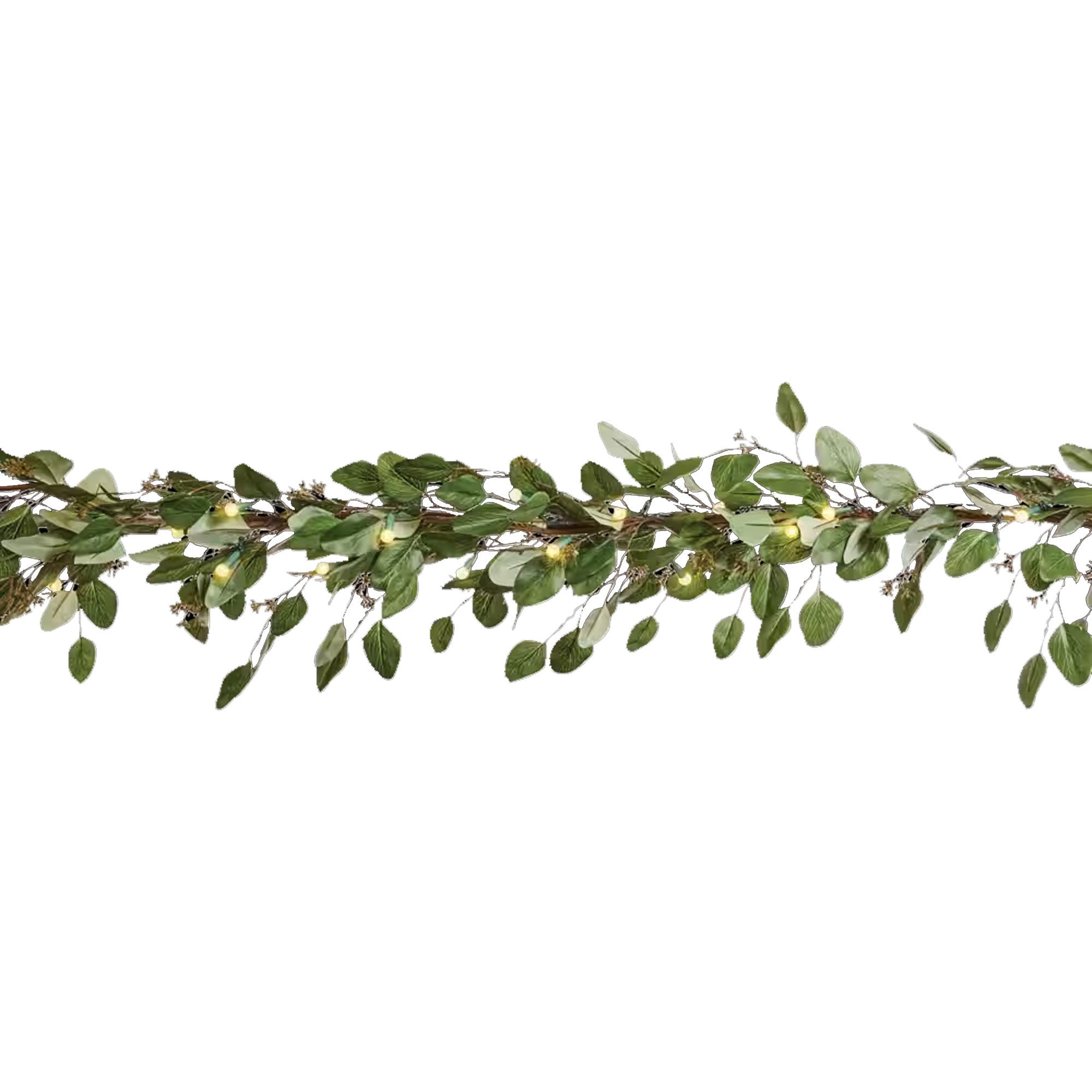 Noma 24" Pre-Lit Frosted Fir Artificial Wreath & 9' Garland Holiday Mantle Decor - VMInnovations