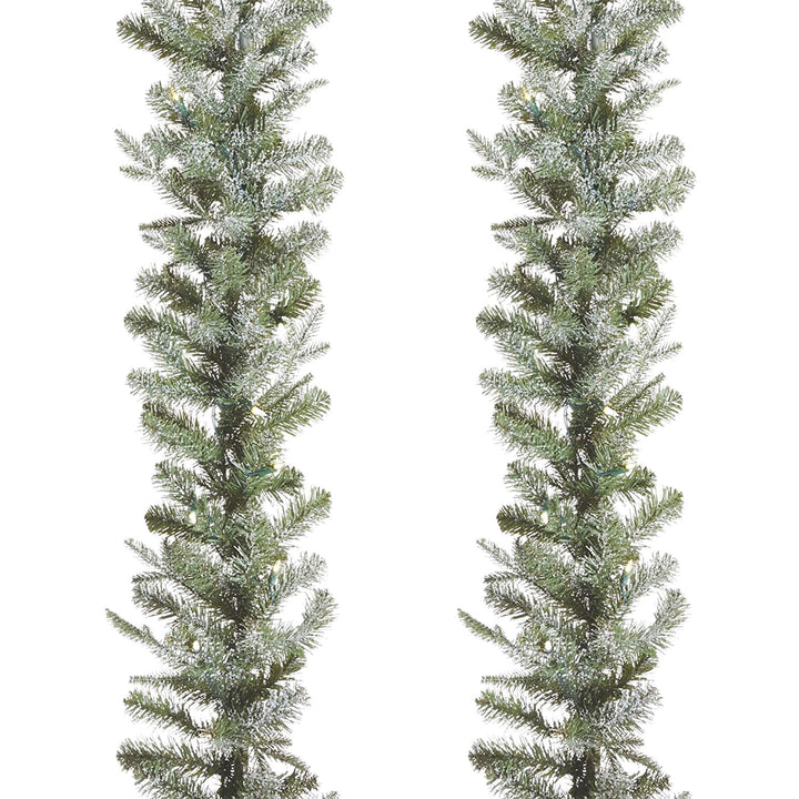 NOMA Frosted Fir 9 Foot Pre Lit Christmas Garland Home Holiday Decor, (2 Pack) - VMInnovations
