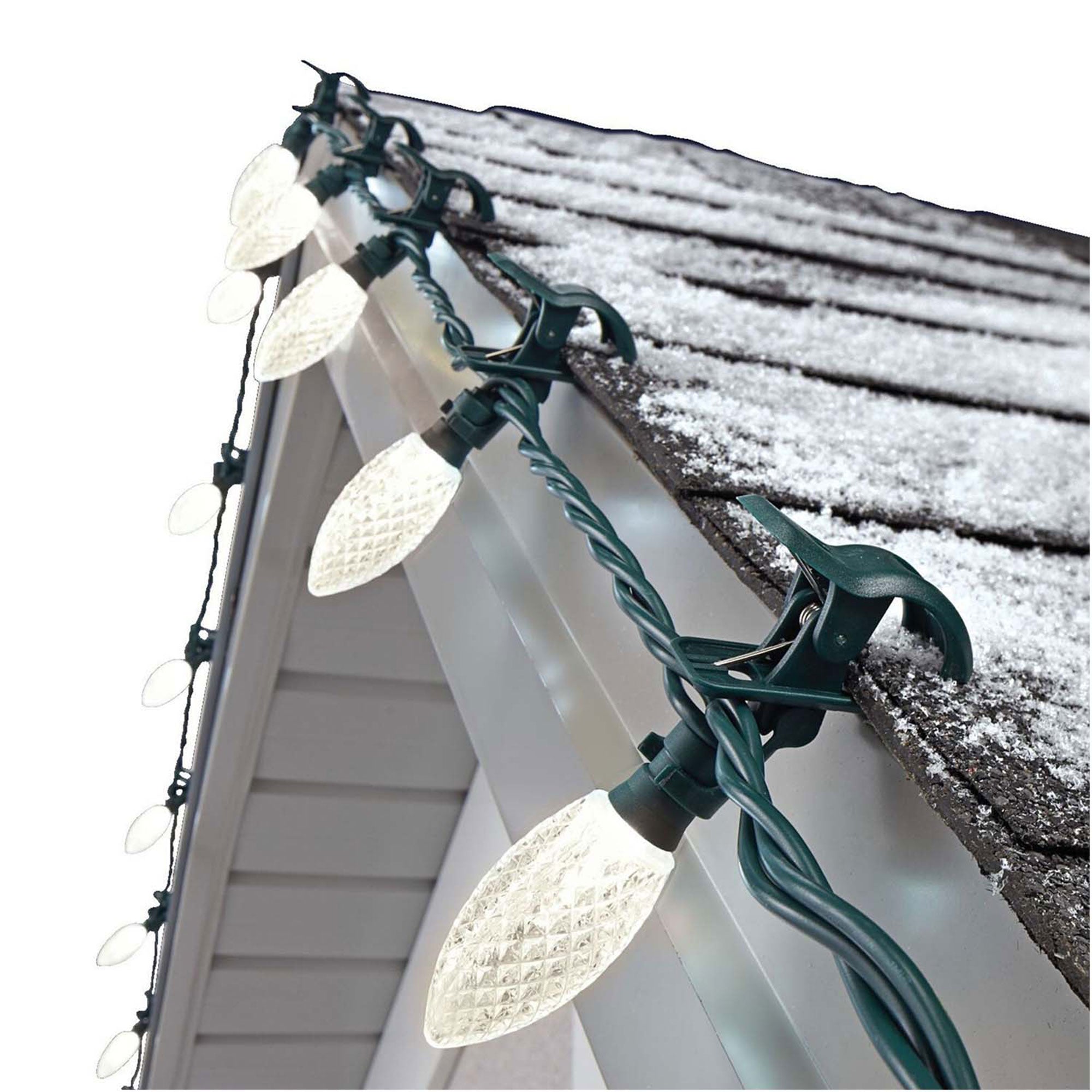 NOMA Quick Clip C9 LED 100 Bulbs Christmas String Lights, White Bulbs (2 Pack) - VMInnovations