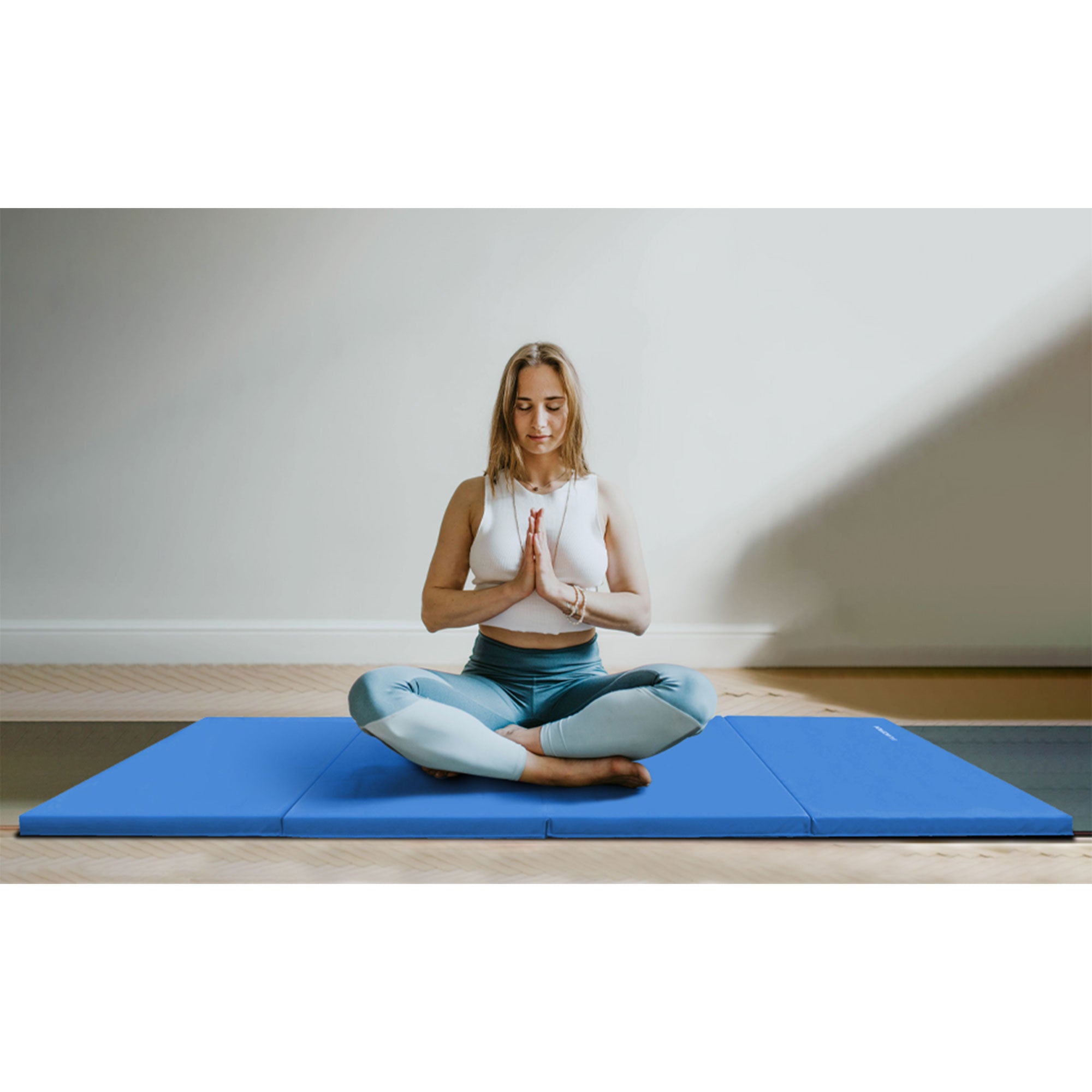 BalanceFrom 4' x 6' x 2" All Purpose Folding Gymnastics Gym Mat, Blue (Open Box) - VMInnovations