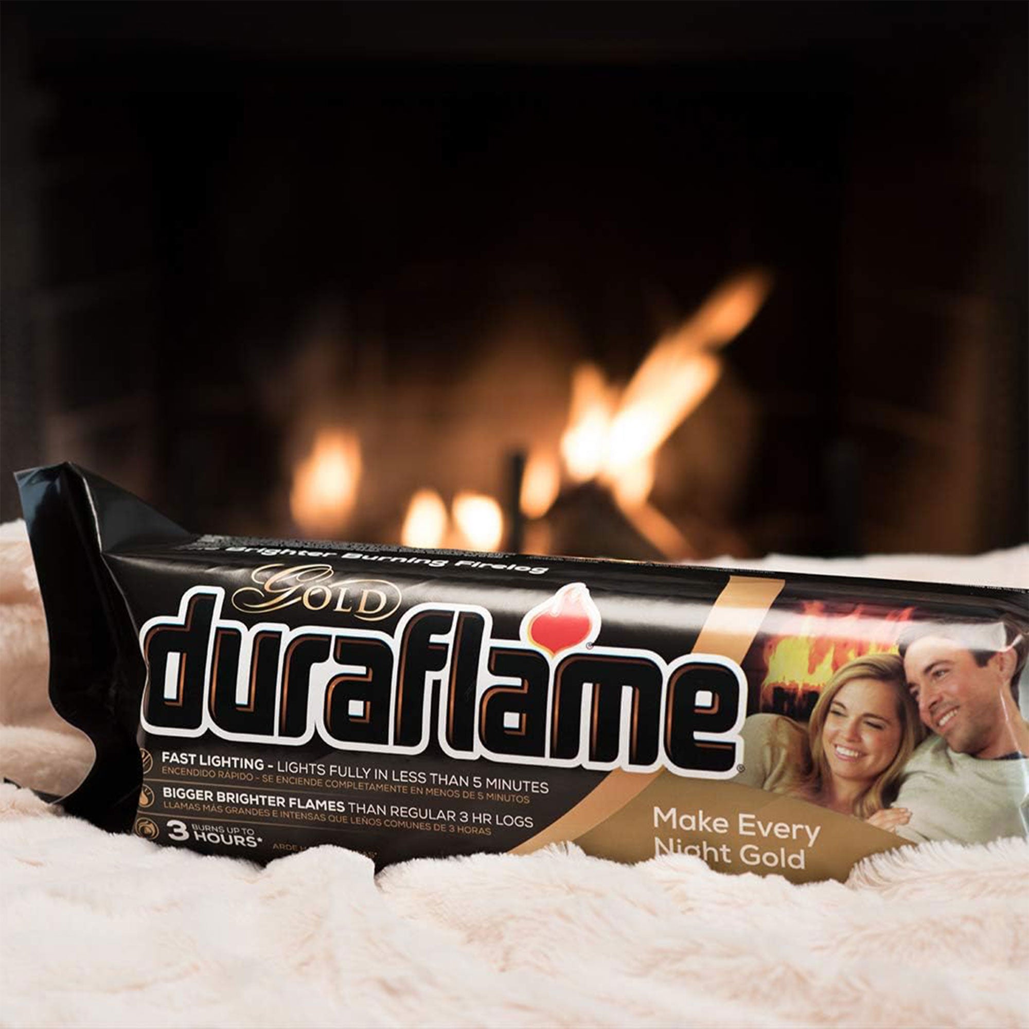 Duraflame 2 Pack Clean Burning Gold Firelogs 3 Hour Burn Indoor/Outdoor Flames - VMInnovations