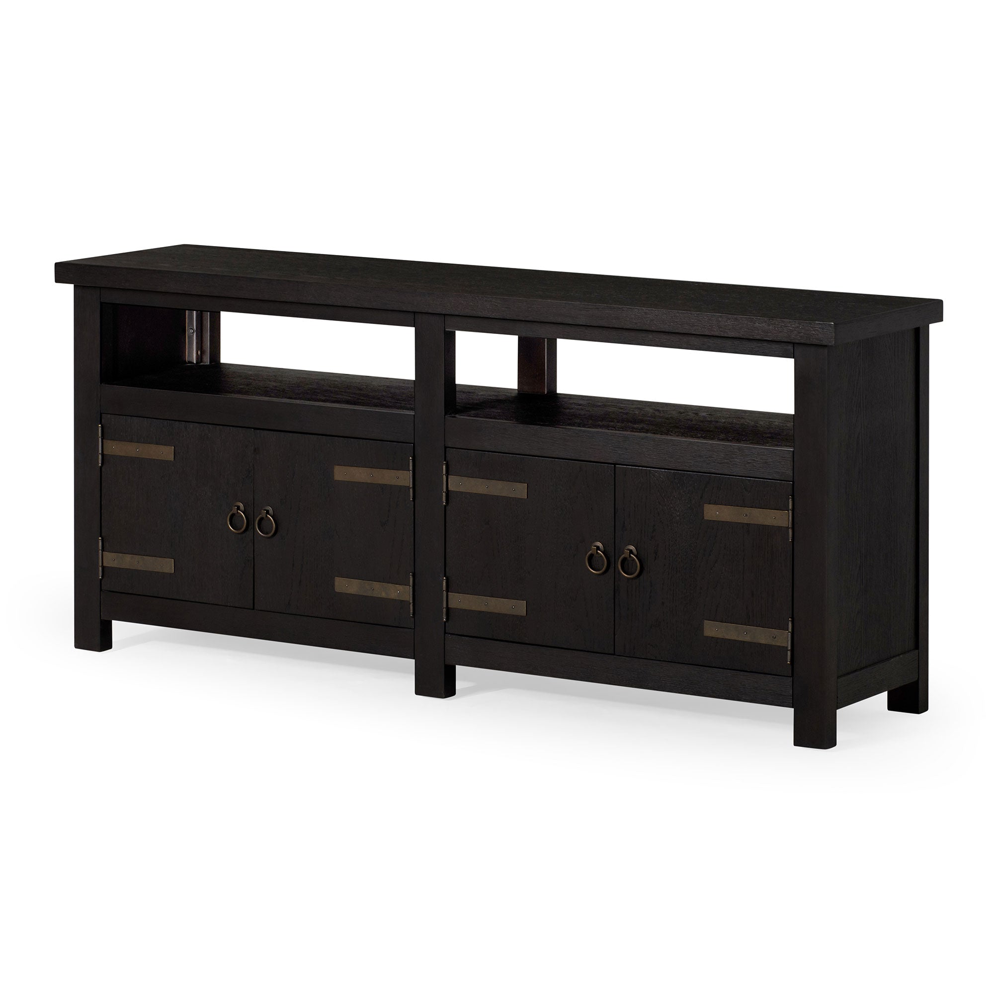 Maven Lane Luca Rustic Wooden Media Unit in Weathered Black Finish - VMInnovations