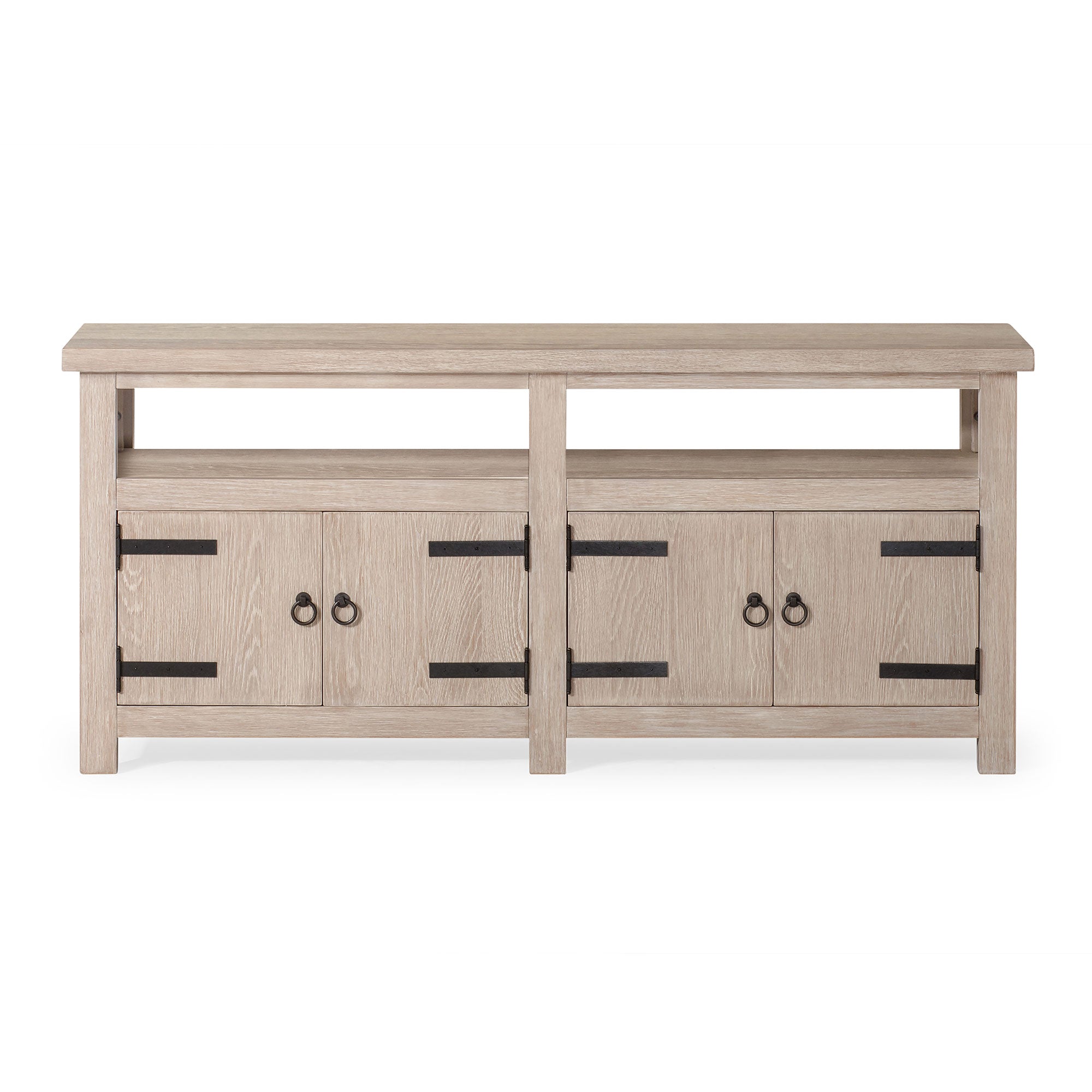 Maven Lane Luca Rustic Wooden Media Unit in Weathered White Finish (Open Box) - VMInnovations