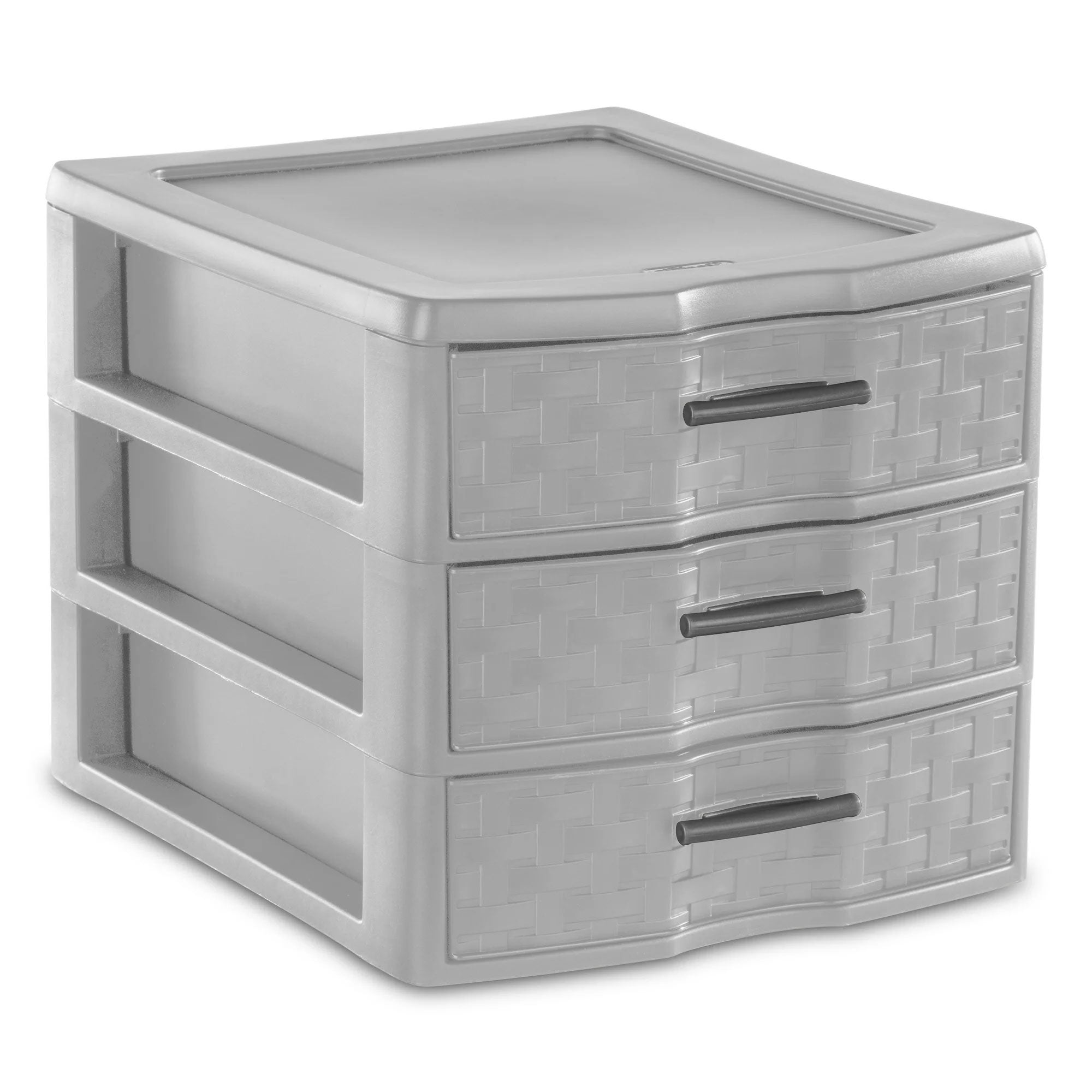 Sterilite Medium Weave 3 Drawer Storage Unit Versatile Organizer, Grey (4 Pack)