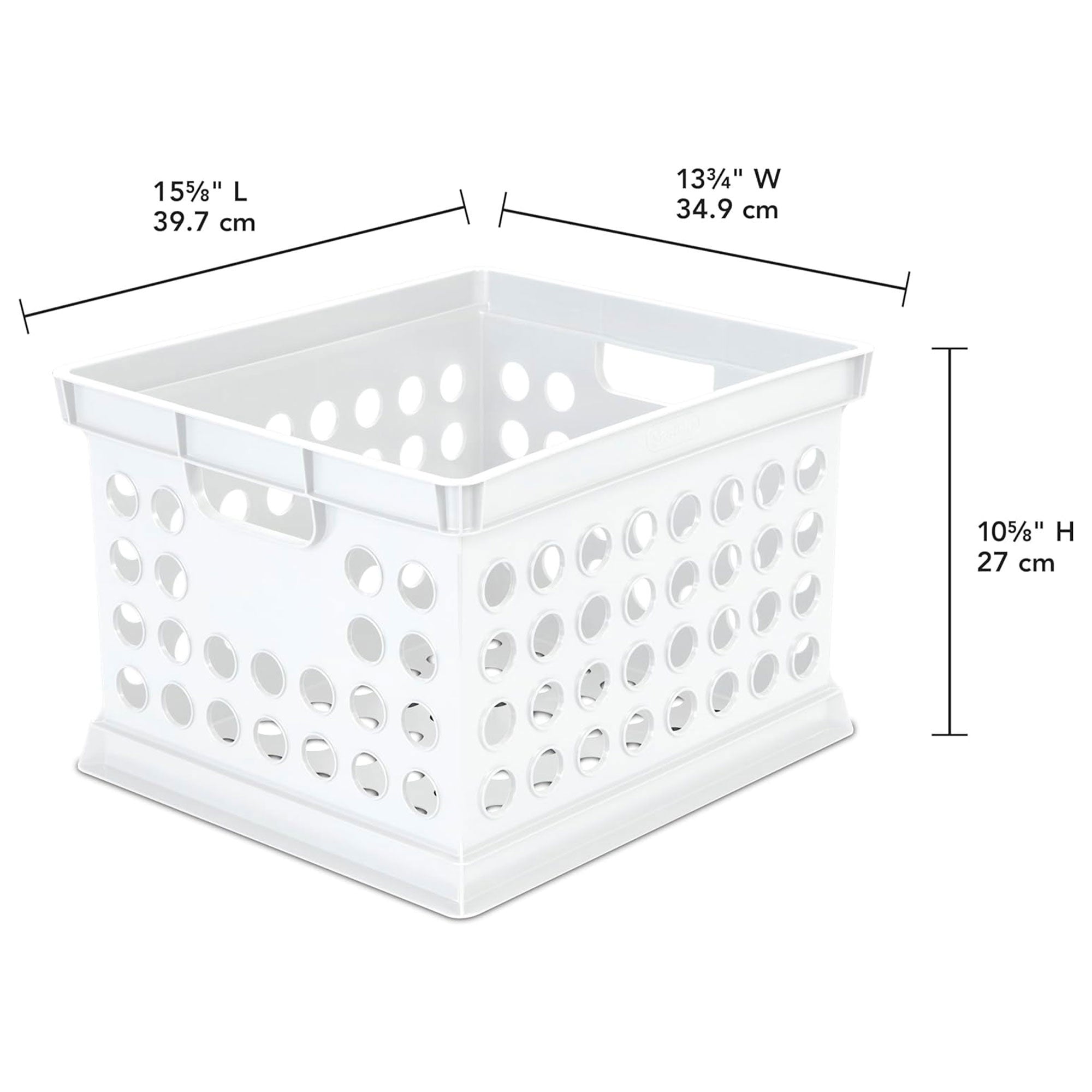 Sterilite Stackable Plastic Storage Open Crate Bin Organizer Box, White, 12-Pack - VMInnovations