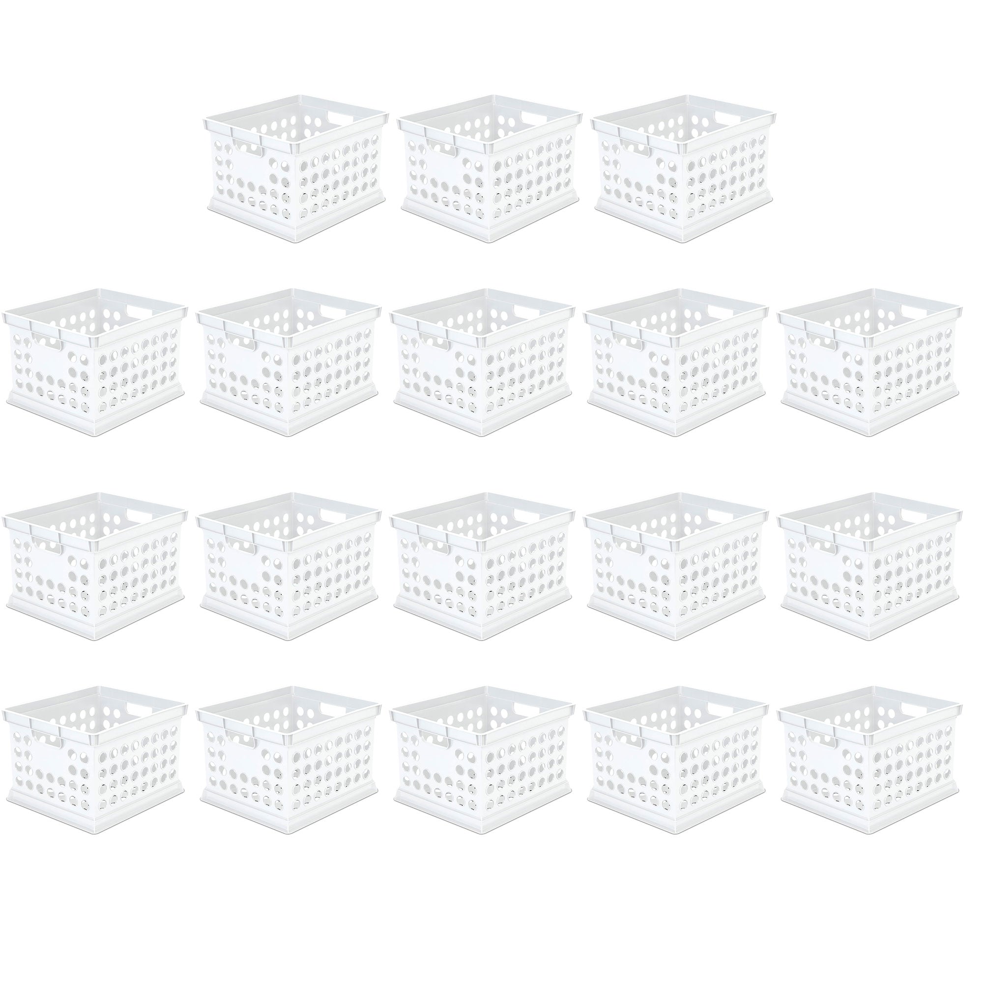 Sterilite Stackable Plastic Storage Open Crate Bin Organizer Box, White, 18-Pack - VMInnovations