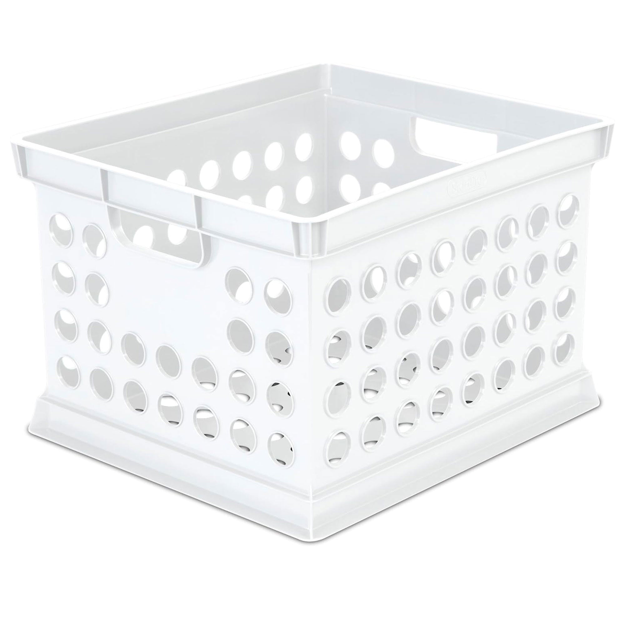 Sterilite Stackable Plastic Storage Open Crate Bin Organizer Box, White, 18-Pack - VMInnovations