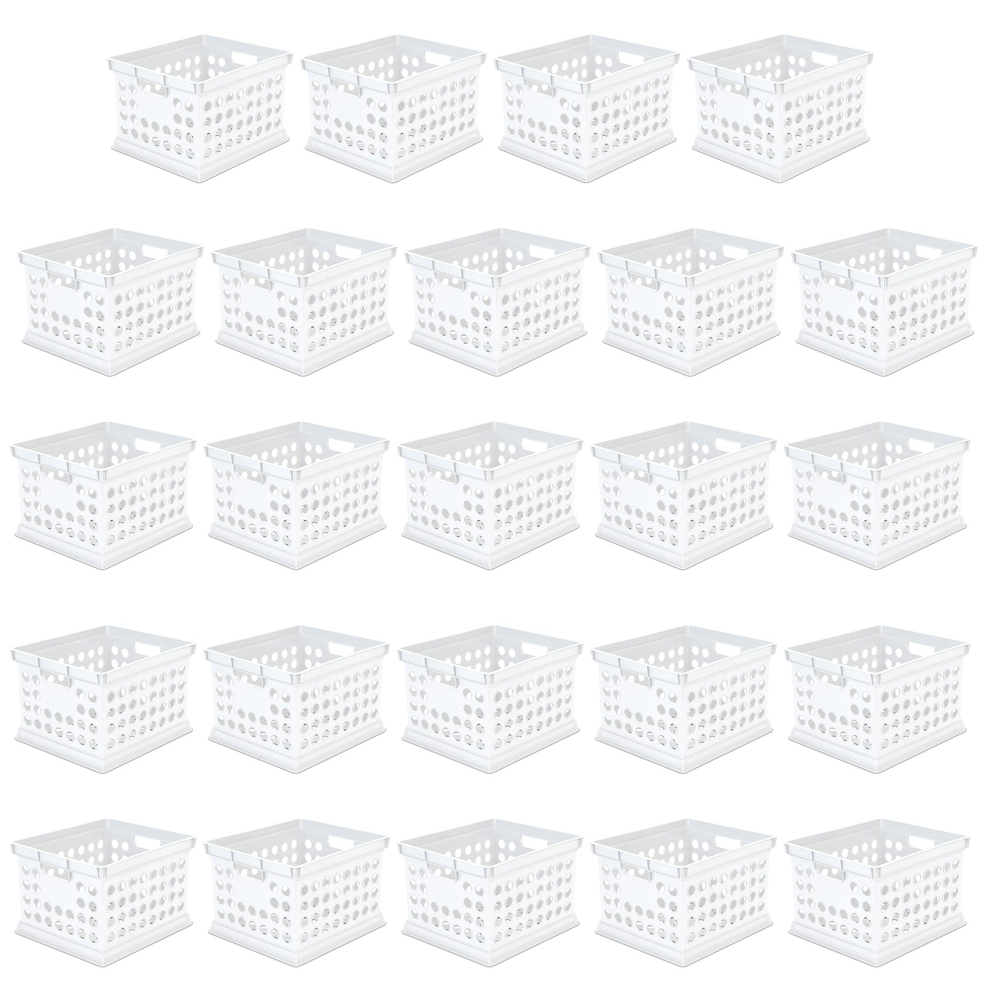 Sterilite Stackable Plastic Storage Open Crate Bin Organizer Box, White, 24-Pack - VMInnovations