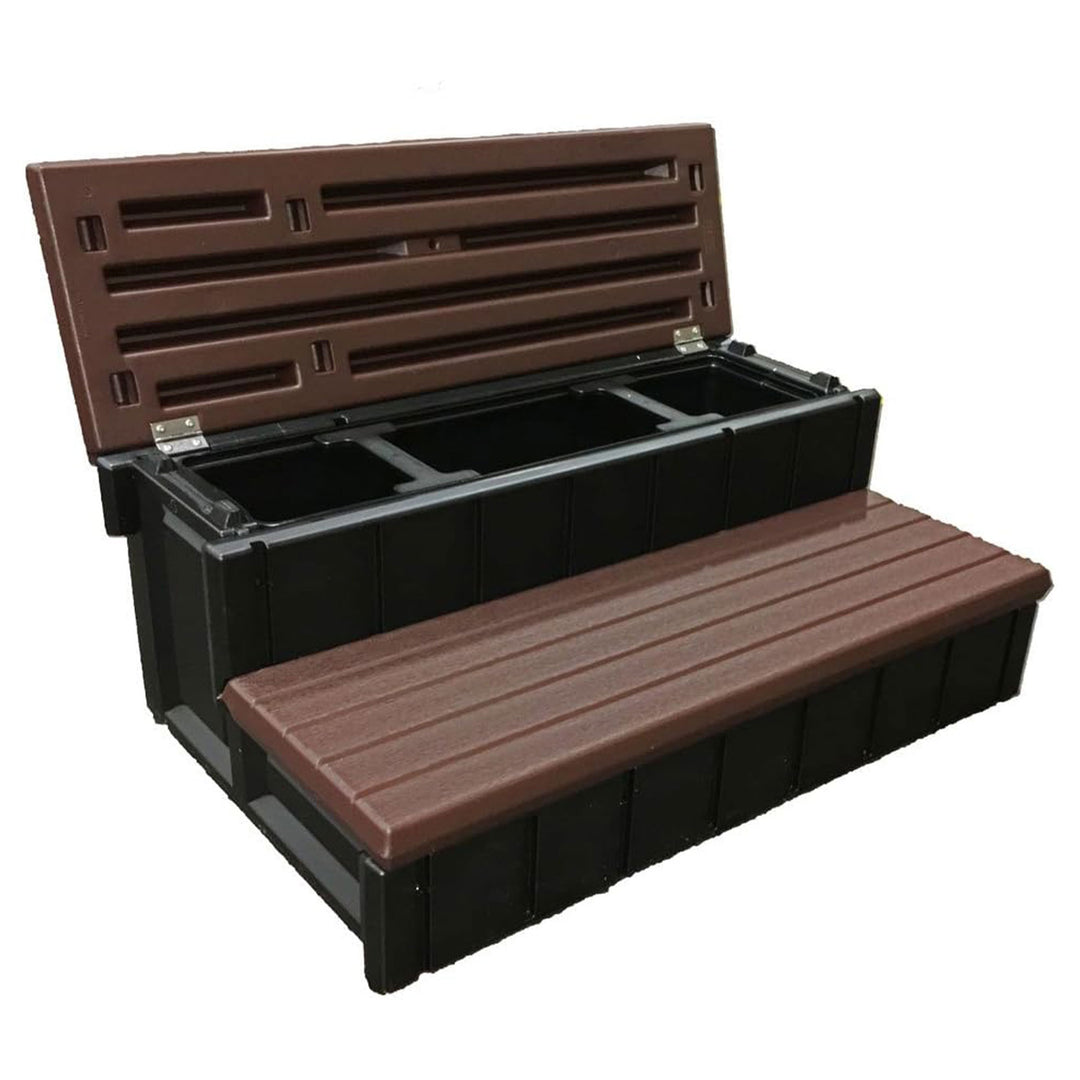 Confer Plastics Leisure Accents Outdoor Spa Hot Tub Storage Steps, Espresso - VMInnovations