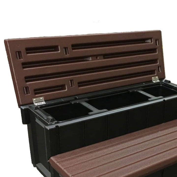 Confer Plastics Leisure Accents Outdoor Spa Hot Tub Storage Steps, Espresso - VMInnovations