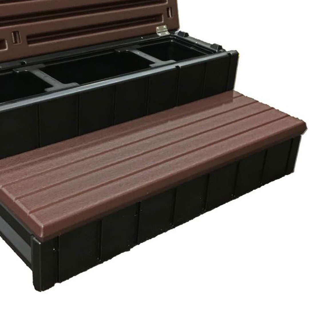 Confer Plastics Leisure Accents Outdoor Spa Hot Tub Storage Steps, Espresso - VMInnovations
