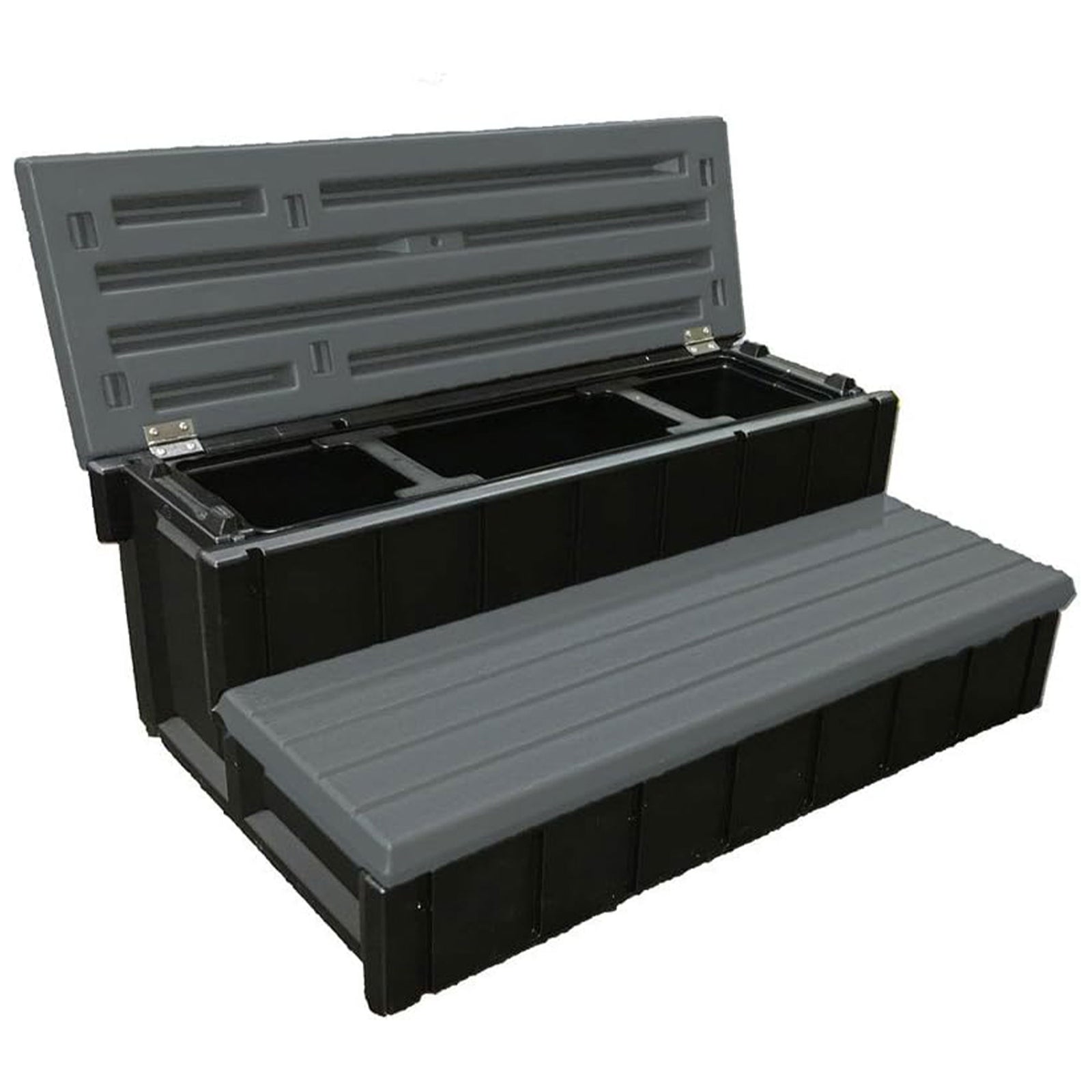 Confer Plastics Leisure Accents Outdoor Spa Hot Tub Storage Steps, Deep Gray - VMInnovations