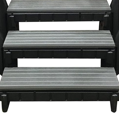 Confer Plastics 36 Inch 3 Signature Spa Step with Curved Handrails, Gray/Black