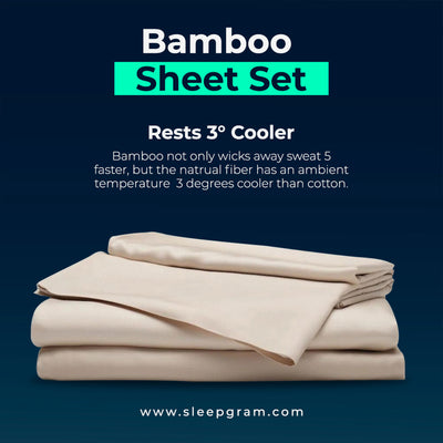 Sleepgram Viscose from Bamboo Cal King Bed Sheet Set with 2 Pillowcases, Sand