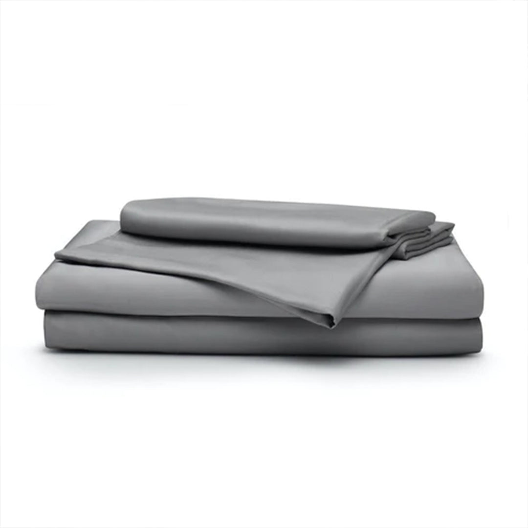 Sleepgram Viscose from Bamboo Twin Bed Sheet Set with 2 Pillowcases, Grey Stone - VMInnovations
