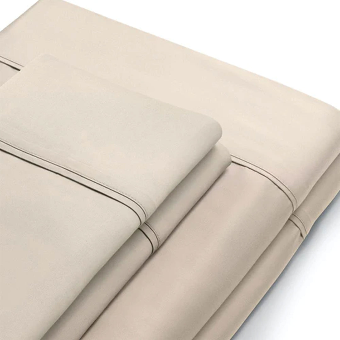 Sleepgram Bamboo Bed Sheet Set - 100% Viscose from Bamboo Sheet Set - Breathable, Cooling, and Eco Friendly - 4 Pieces (Twin, Sand) - VMInnovations
