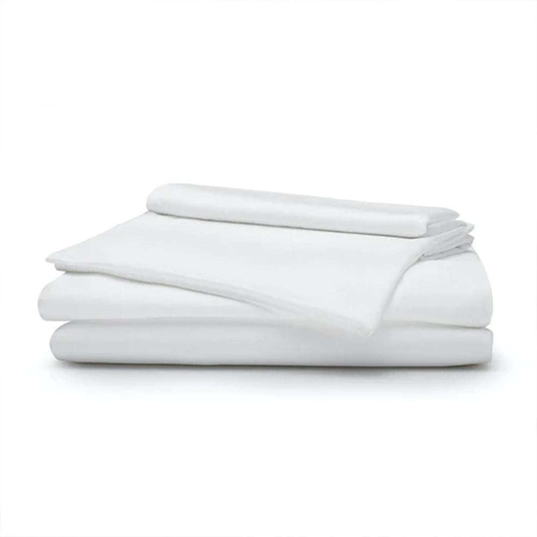 Sleepgram Viscose from Bamboo Twin Bed Sheet Set with 2 Pillowcases, White - VMInnovations