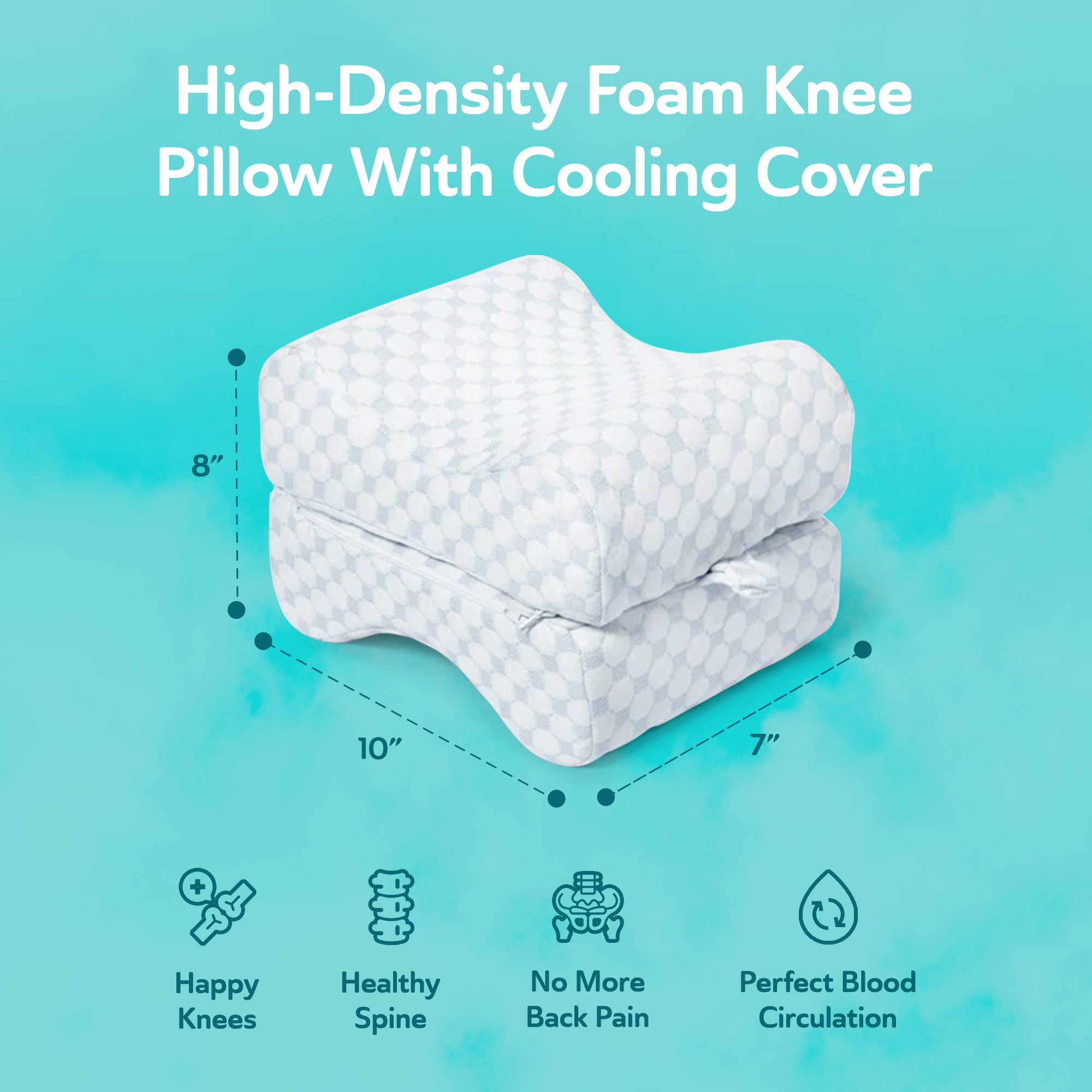 Sleepgram High Density Foam Contour Knee Pillow with Outer Cooling Cover, Gray