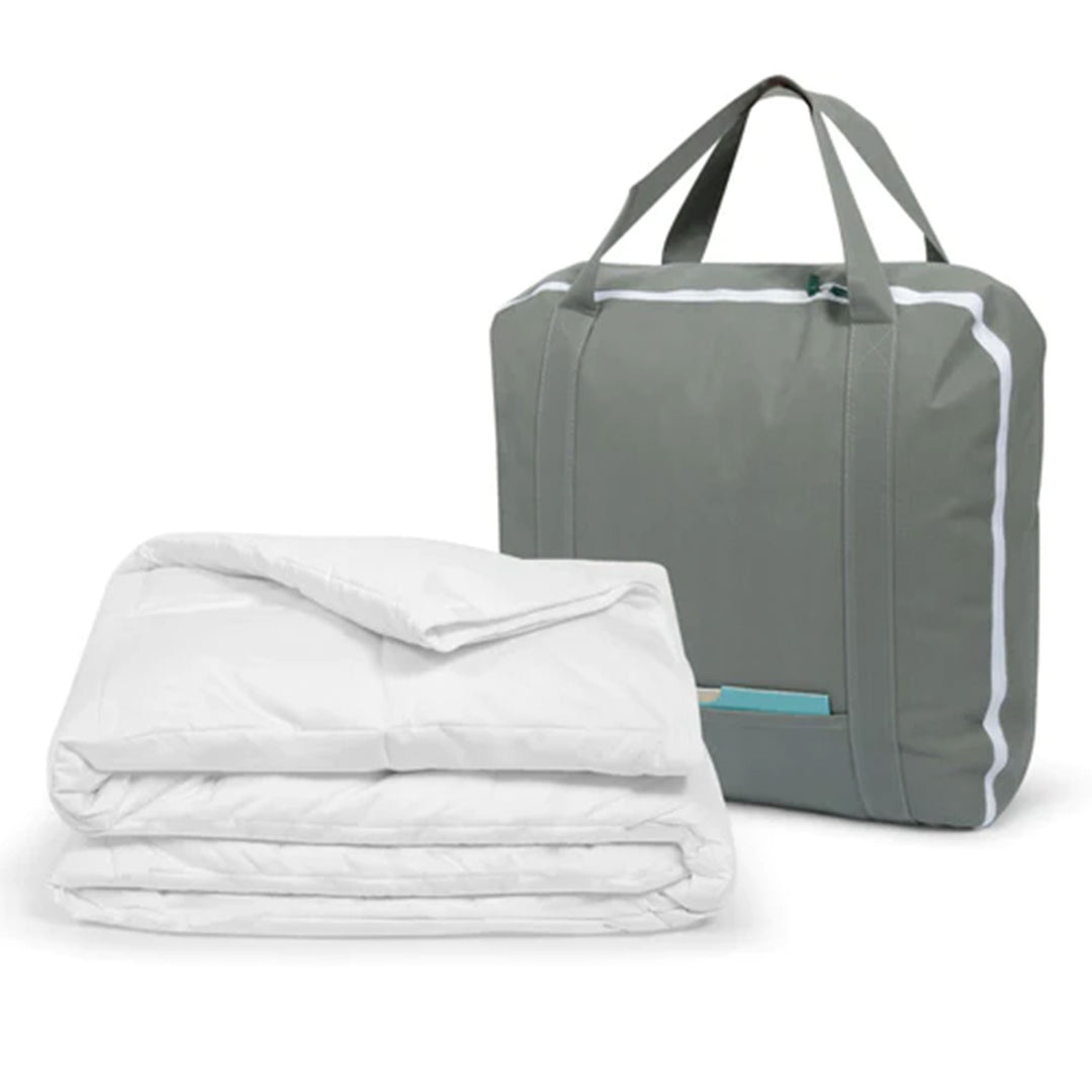 Sleepgram Twin Sized Pre Shrunk All Season Embroidered Cotton Comforter, White - VMInnovations
