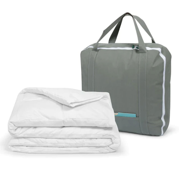 Sleepgram Twin Sized Pre Shrunk All Season Embroidered Cotton Comforter, White - VMInnovations