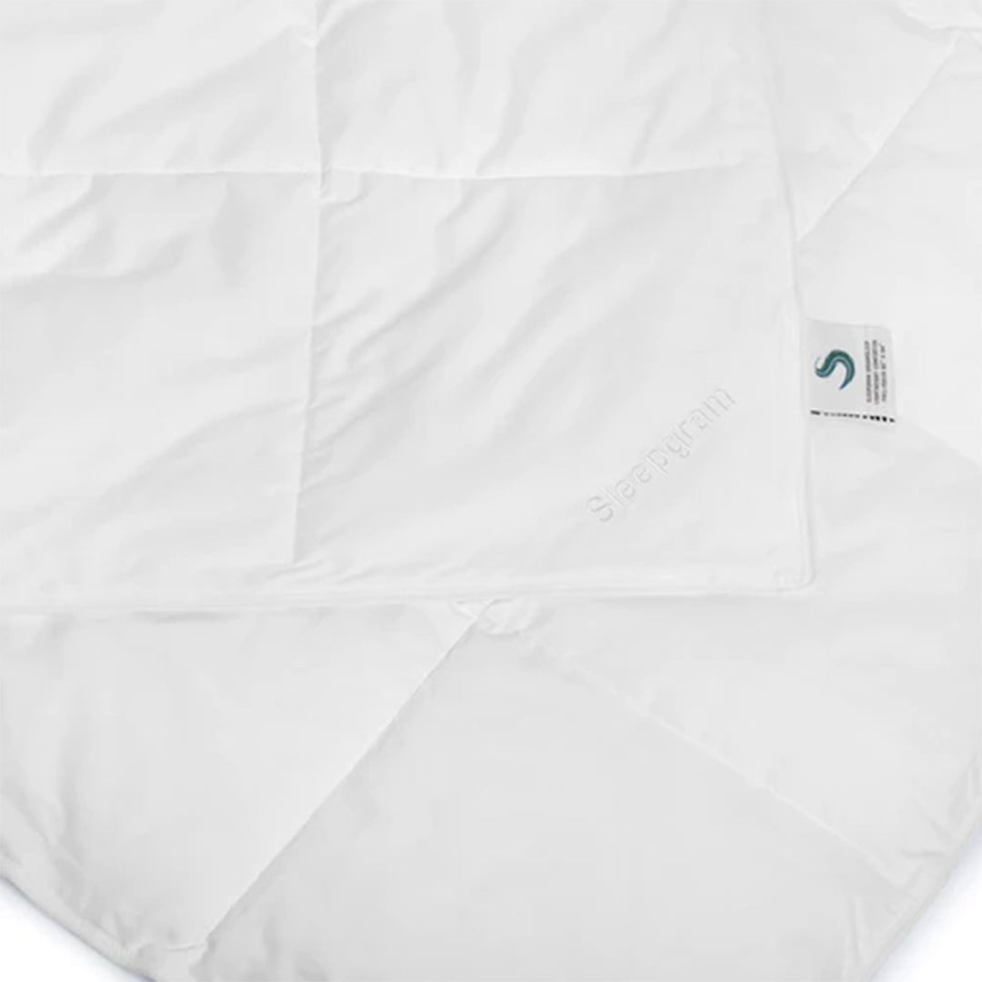 Sleepgram Twin Sized Pre Shrunk All Season Embroidered Cotton Comforter, White - VMInnovations