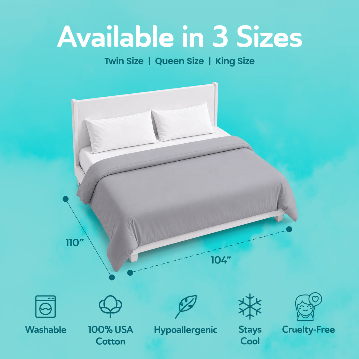 Sleepgram Supima 400 Thread Count Cotton Duvet Cover with Travel Bag, King, Grey