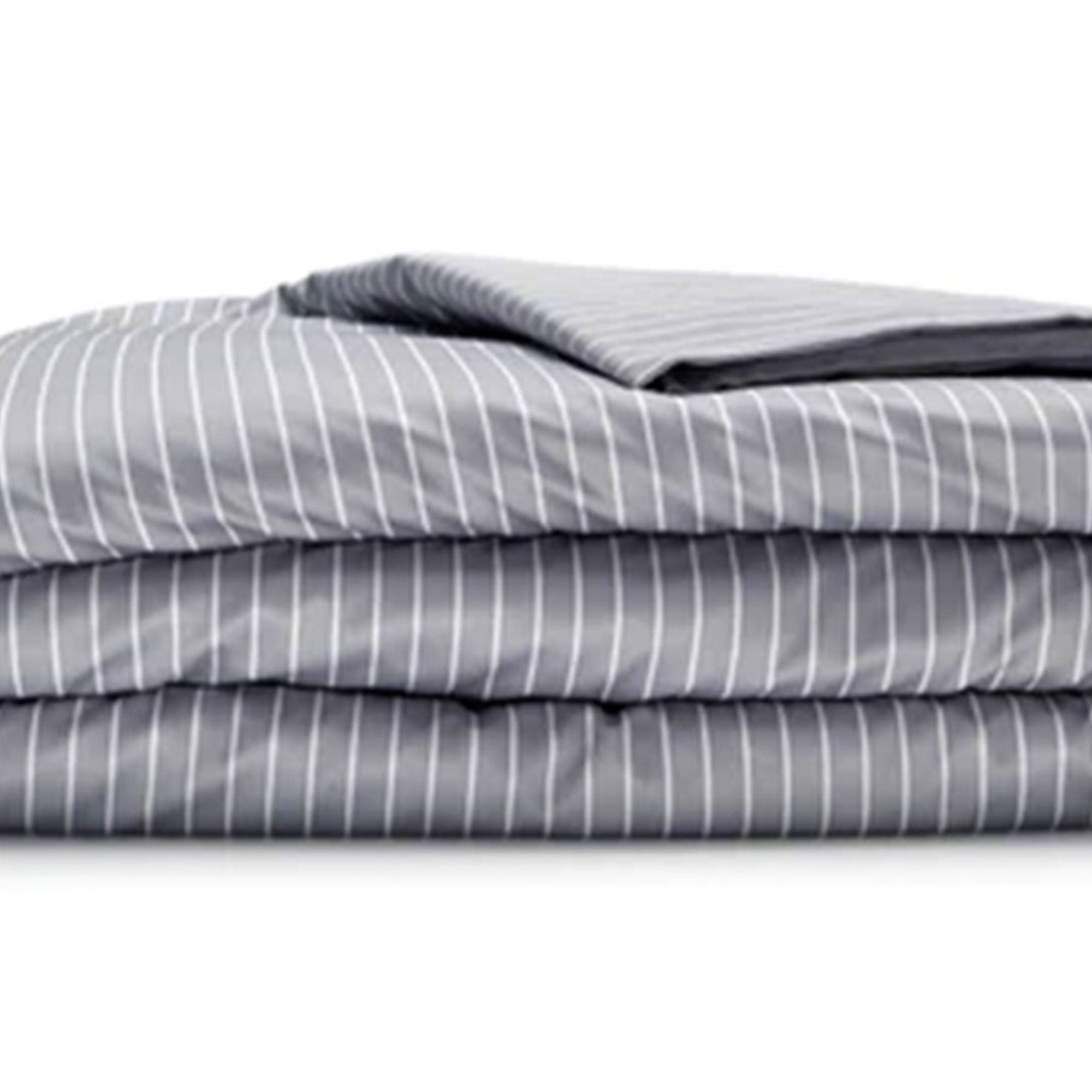 Sleepgram Supima 400 Thread Count Cotton Duvet Cover with Travel Bag, Twin, Grey