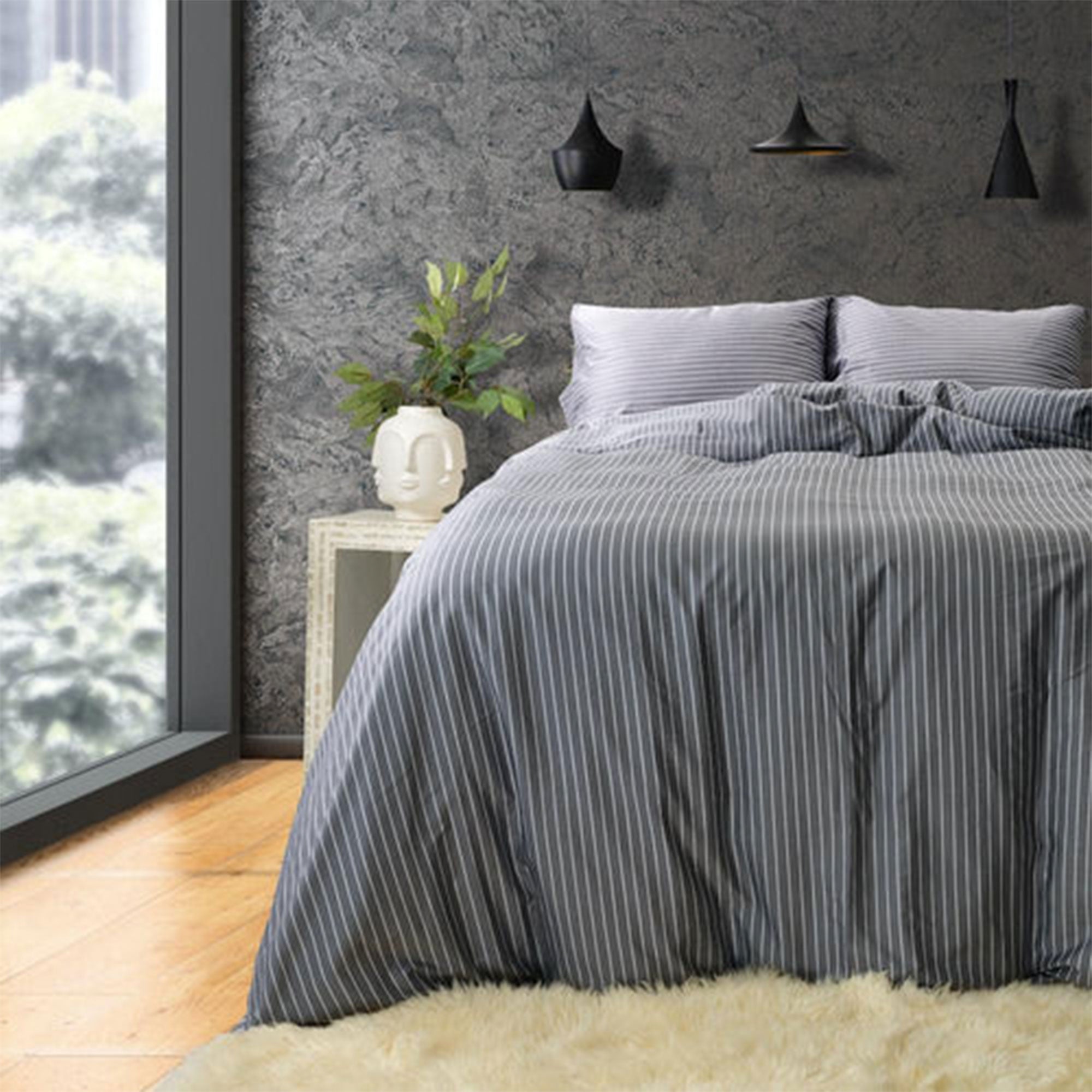 Sleepgram Supima 400 Thread Count Cotton Duvet Cover with Travel Bag, King, Grey - VMInnovations