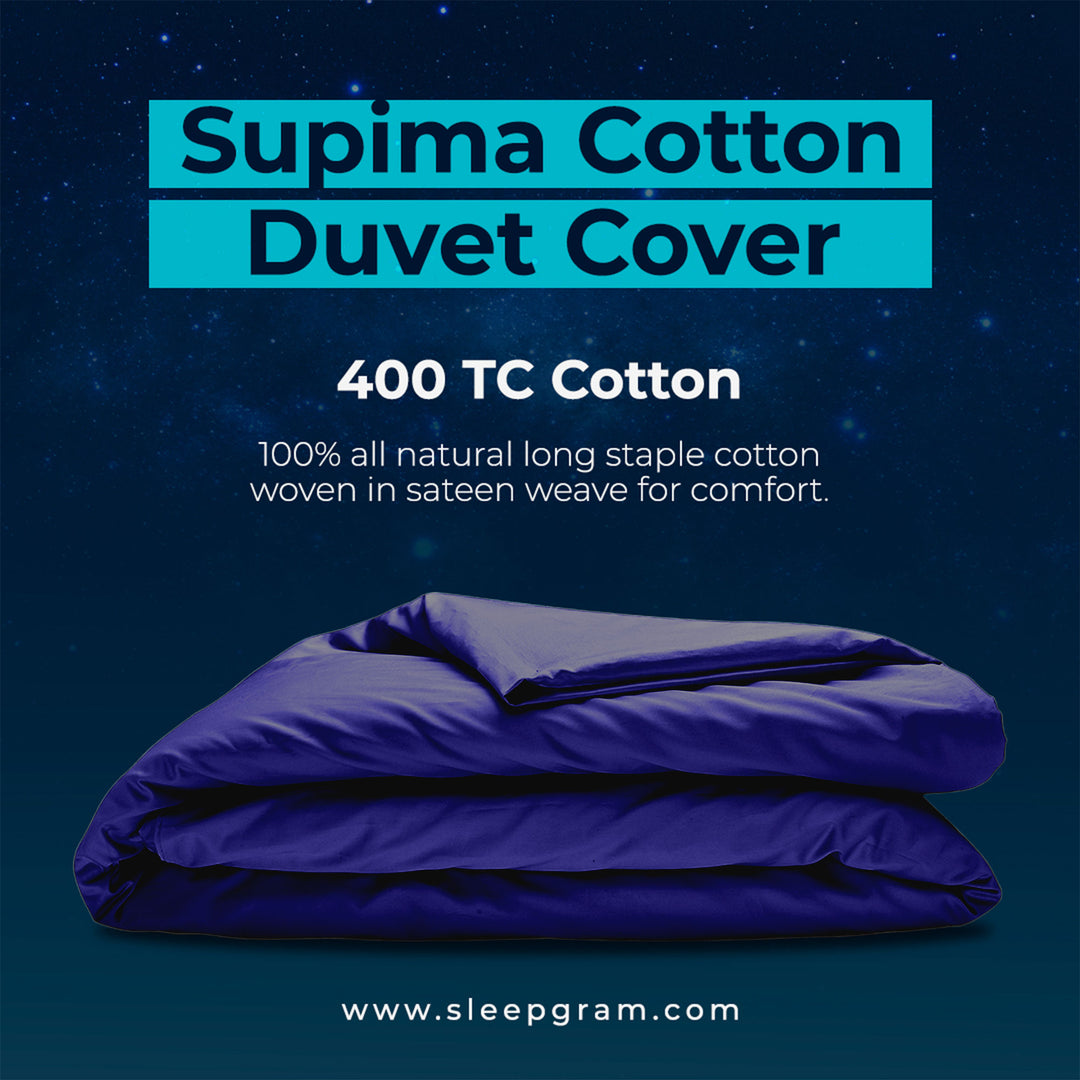 Sleepgram Supima 400 Thread Count Cotton Duvet Cover w/ Travel Bag, King, Violet - VMInnovations