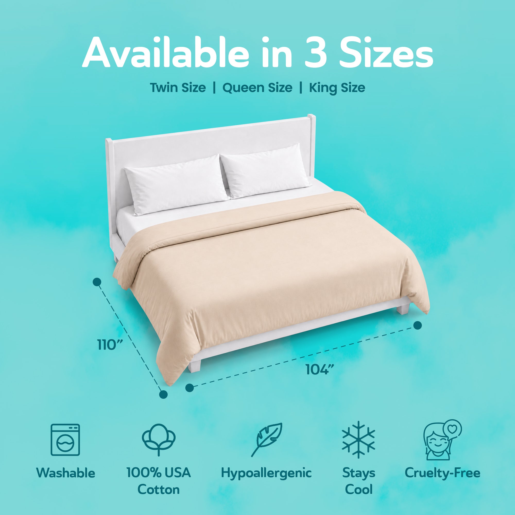 Sleepgram Supima 400 Thread Count Cotton Duvet Cover with Travel Bag, King, Sand