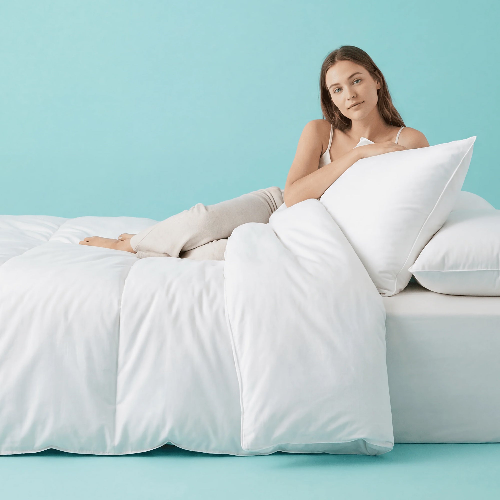 Sleepgram Supima 400 Thread Count Cotton Duvet Cover and Travel Bag, King, White - VMInnovations