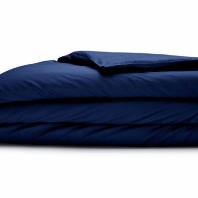 Sleepgram Supima 400 Thread Count Cotton Duvet Cover w/ Travel Bag, Twin, Blue