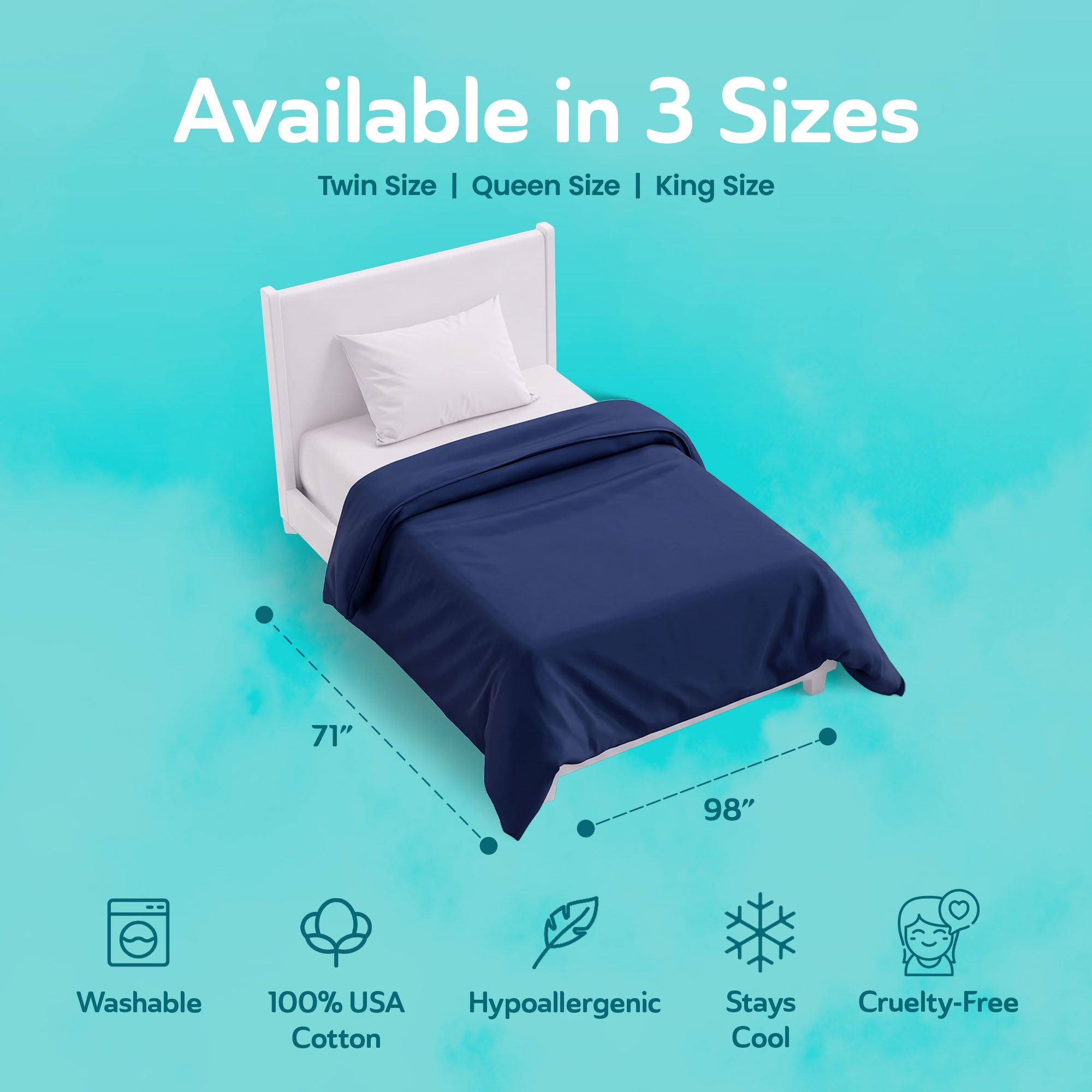 Sleepgram Supima 400 Thread Count Cotton Duvet Cover w/ Travel Bag, Twin, Blue