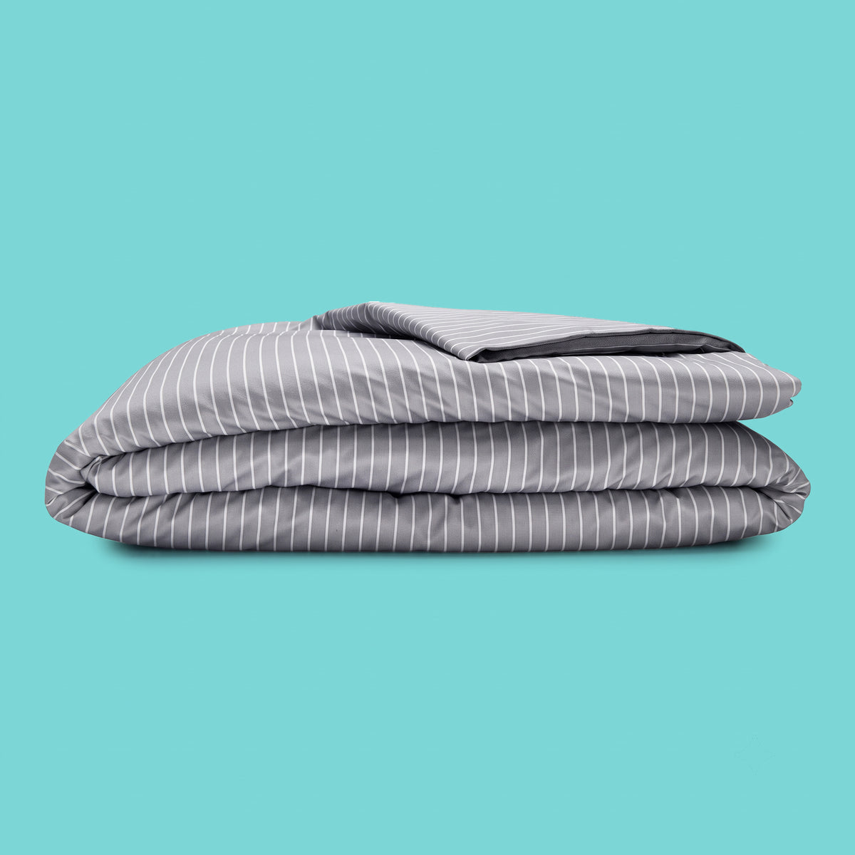 Sleepgram Supima 400 Thread Count Cotton Duvet Cover with Travel Bag, Twin, Grey