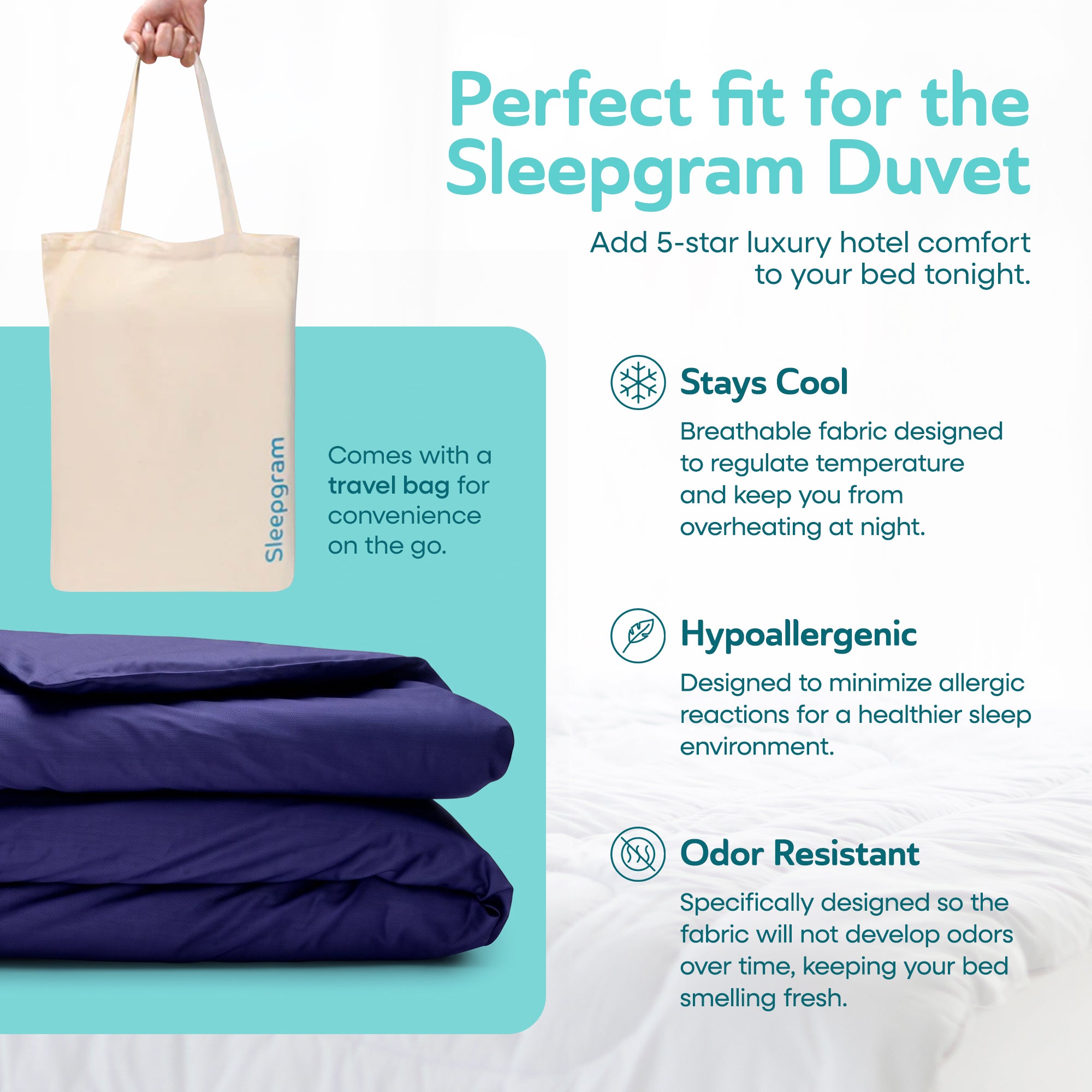 Sleepgram Supima 400 Thread Count Cotton Duvet Cover w/ Travel Bag, Twin, Violet