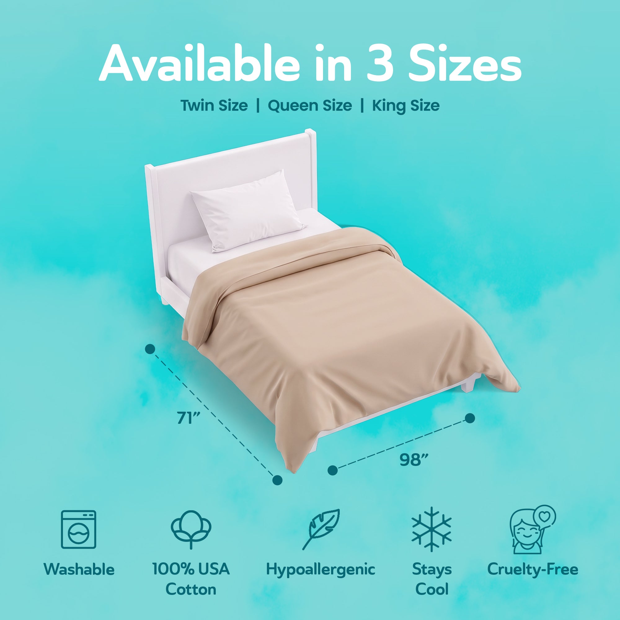 Sleepgram Supima 400 Thread Count Cotton Duvet Cover with Travel Bag, Twin, Sand