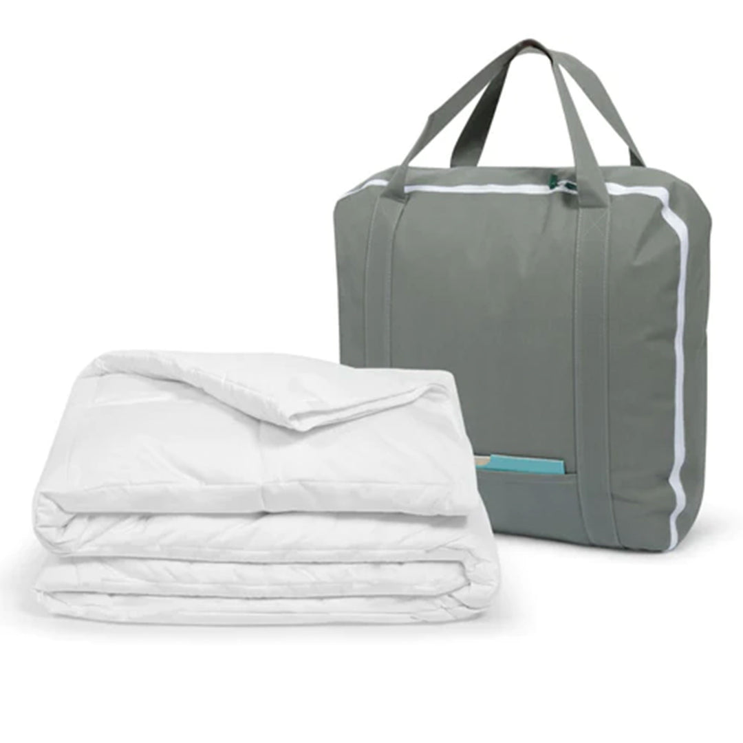 Sleepgram Queen Sized Pre Shrunk Lightweight Embroidered Cotton Comforter, White - VMInnovations