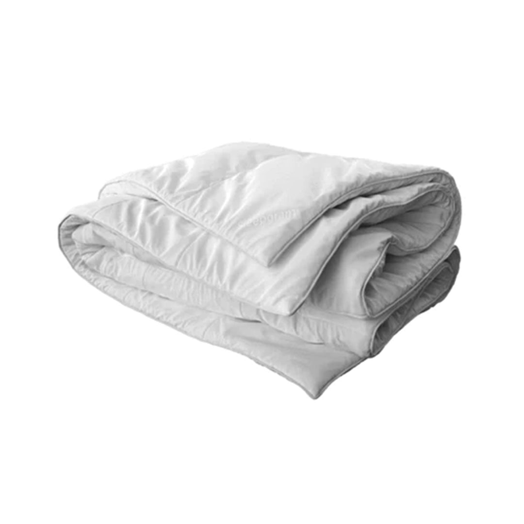 Sleepgram Queen Sized Pre Shrunk Lightweight Embroidered Cotton Comforter, White - VMInnovations