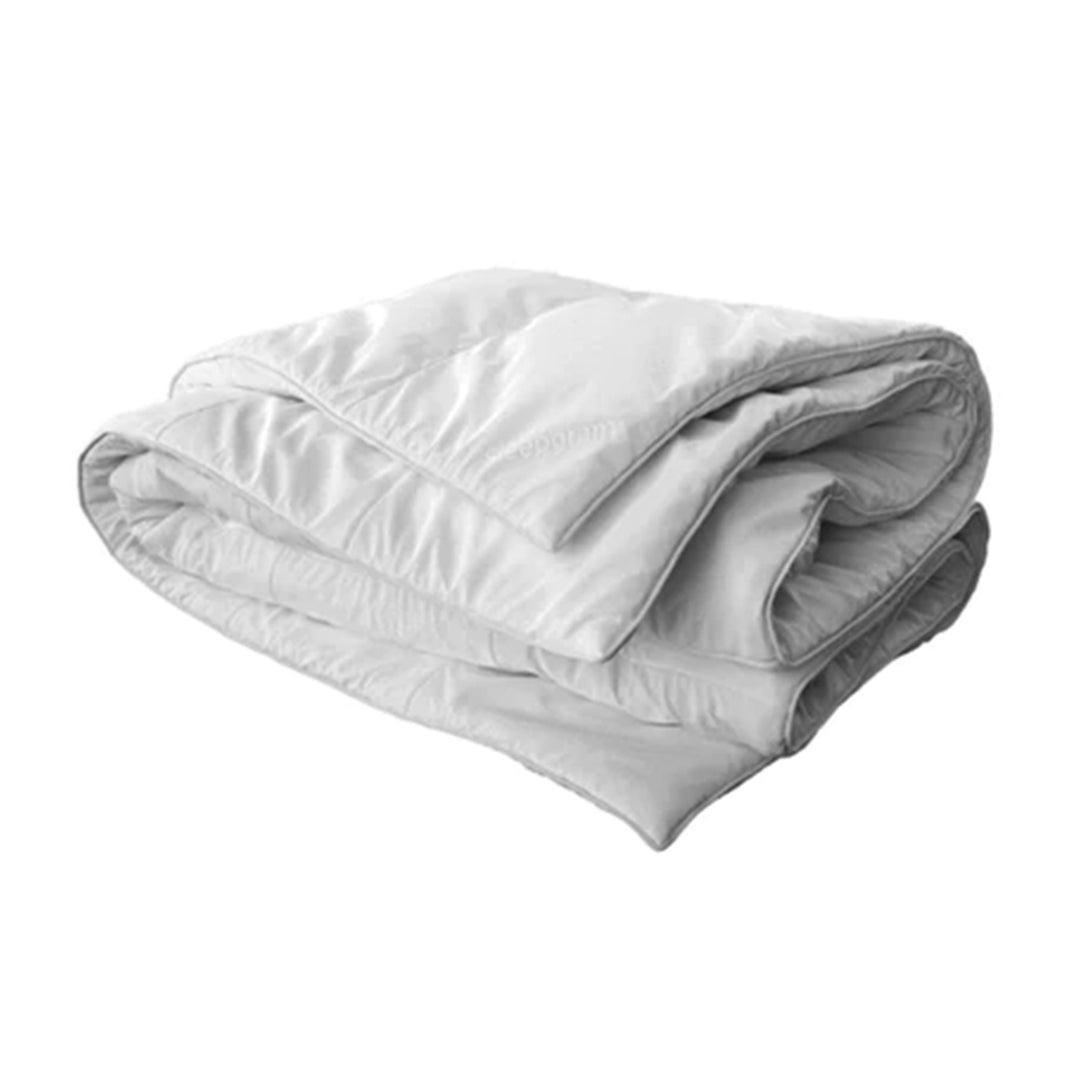 Sleepgram Twin Sized Pre Shrunk Lightweight Embroidered Cotton Comforter, White - VMInnovations