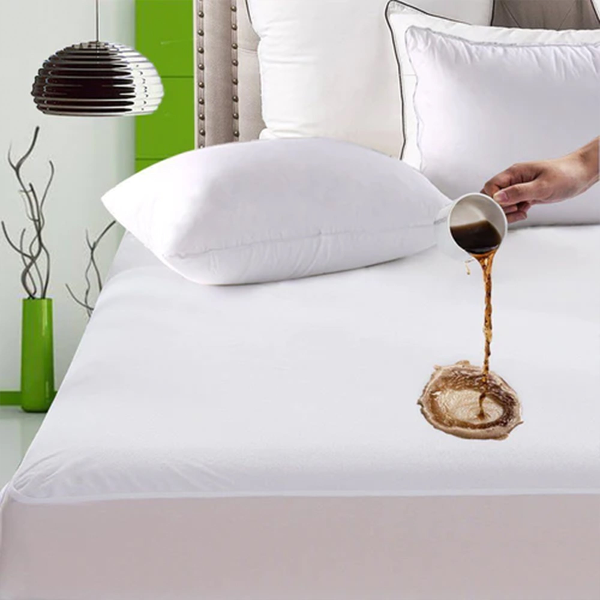 Sleepgram Breathable Sweat Proof Cotton Mattress Protector, Twin,White(Open Box)