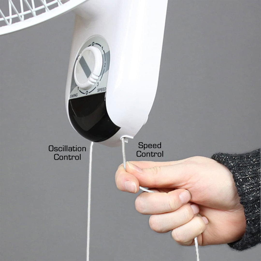 Hurricane Classic 16 Inch 90 Degree Oscillating 3 Speed Wall Fan, White (2 Pack)