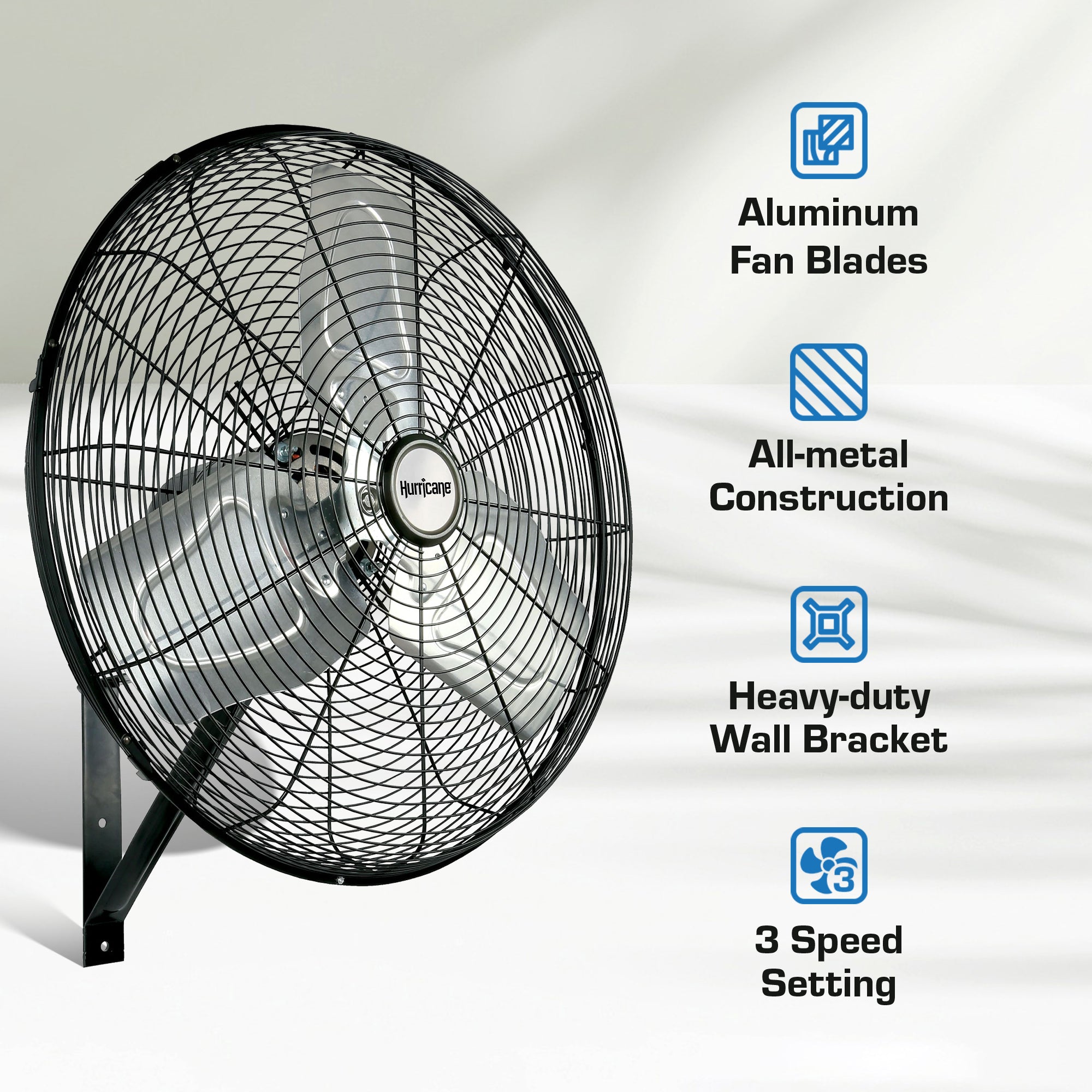 Hurricane 30' Pro Commercial Grade Oscillating Wall Mount Fan, Black (Damaged) - VMInnovations