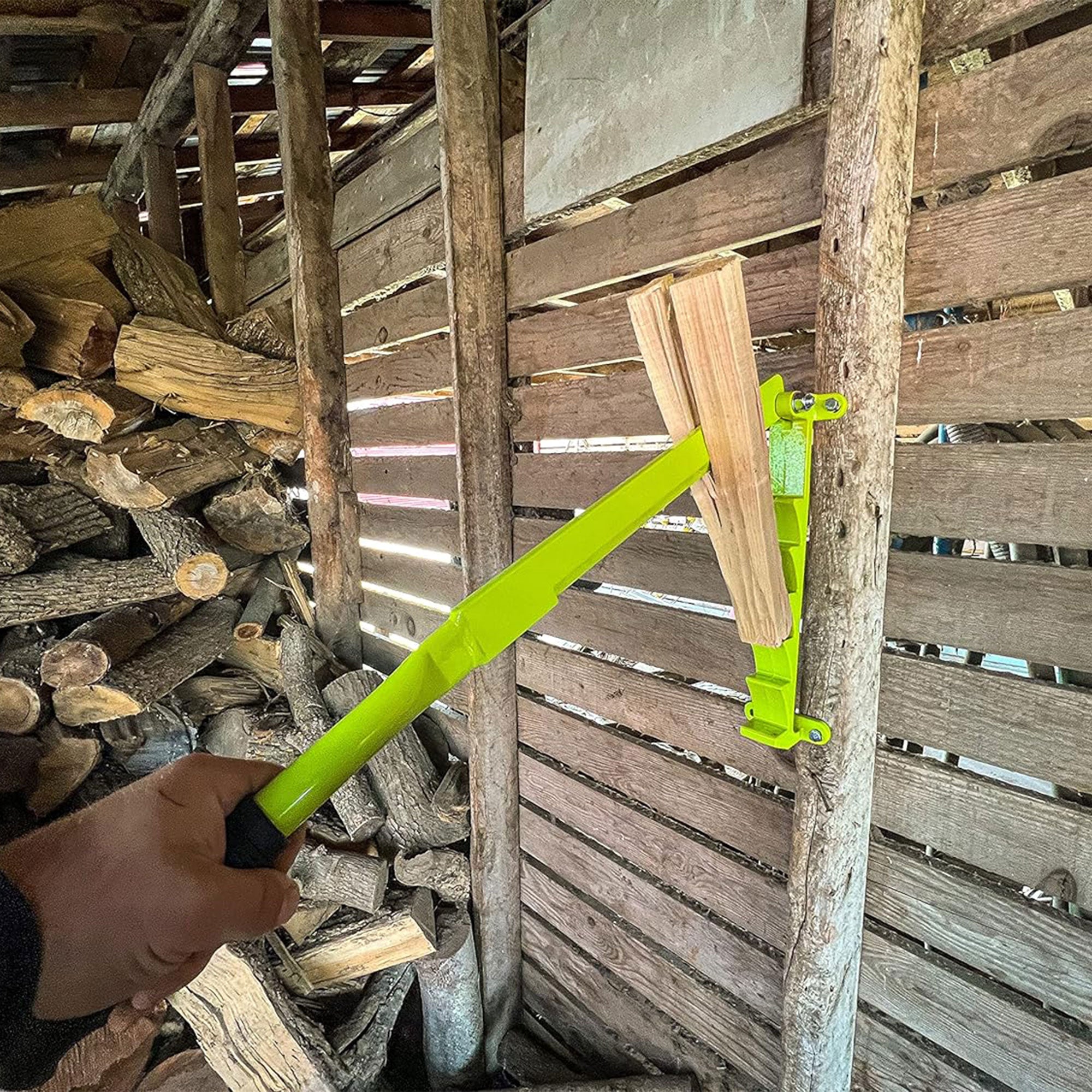 Timber Tuff Wall Mounted Cast Iron Splitter with 24 Inch Handle, Green (Used) - VMInnovations